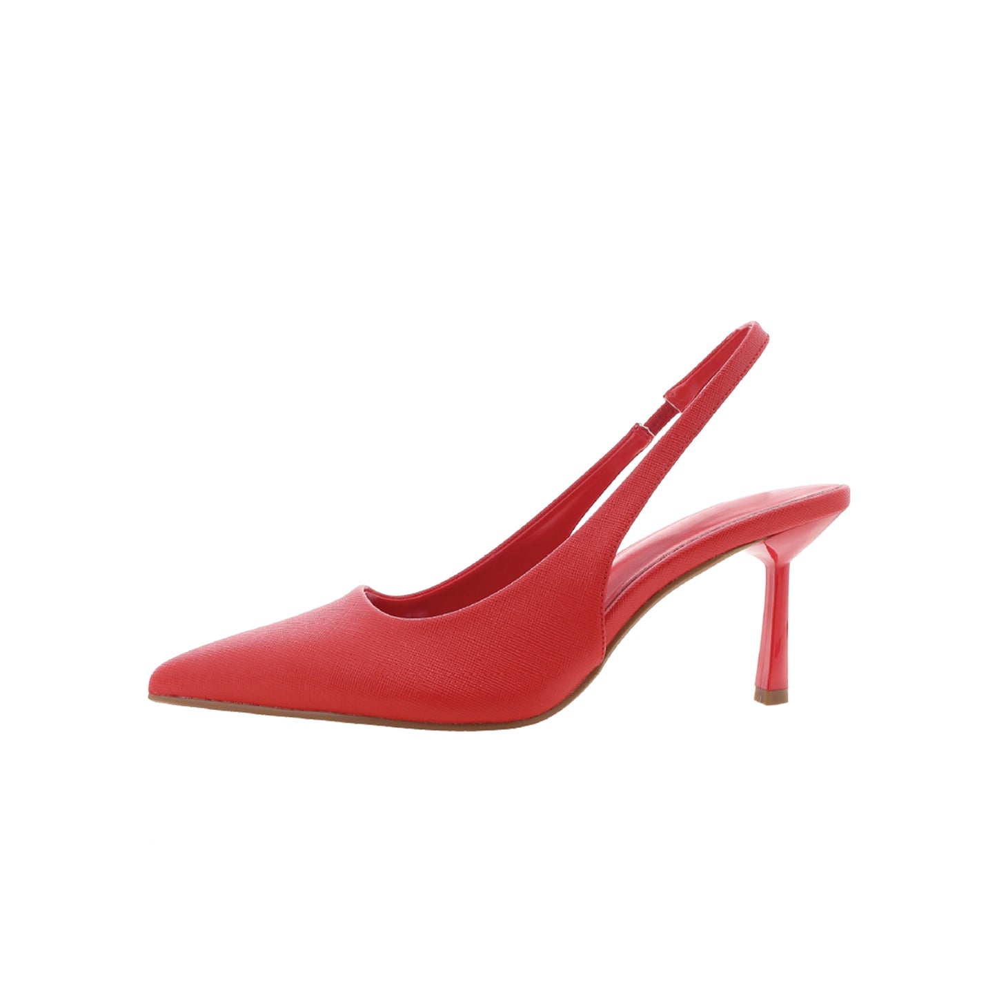 Red Classic Pointed-Toe Slip-On Slingback Kitten Heels
