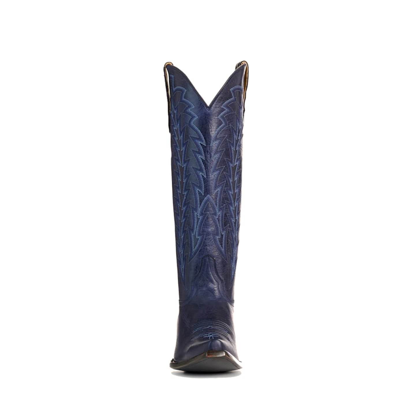 Dark Blue Snip-Toe Embroidery Sleek Mid Calf Classic Cowgirl Boots