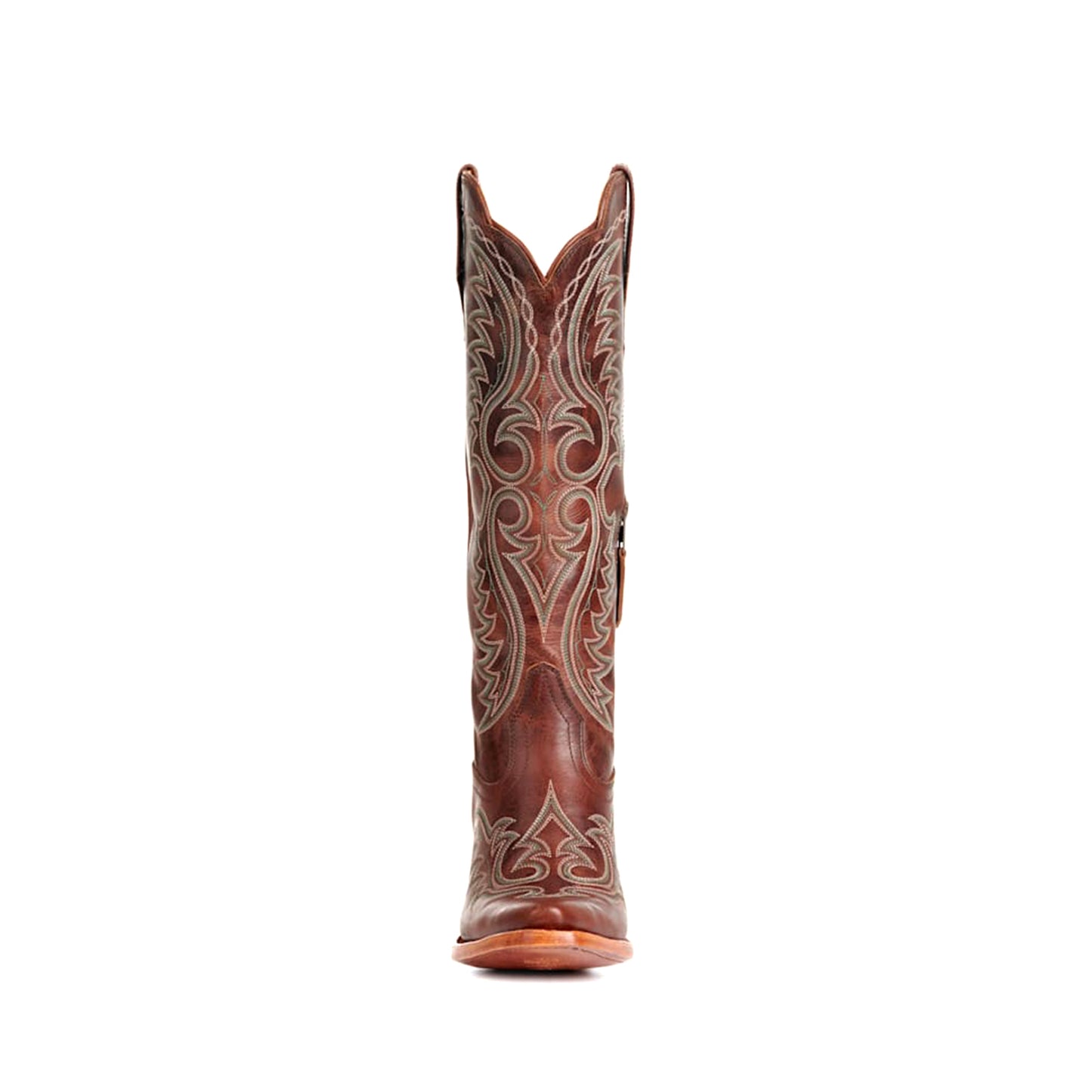 Mahogany Snip-Toe Chic Embroidery Half-Zip Knee High Cowgirl Boots