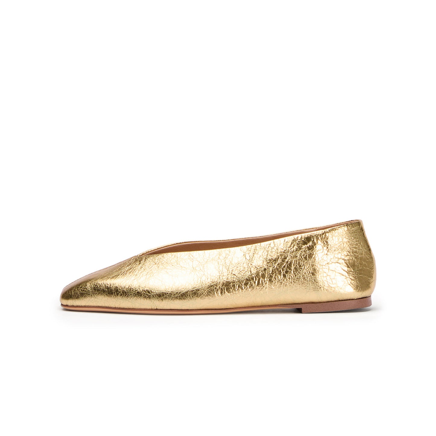 Metallic Gold Chic Square-Toe Slip-On Flats