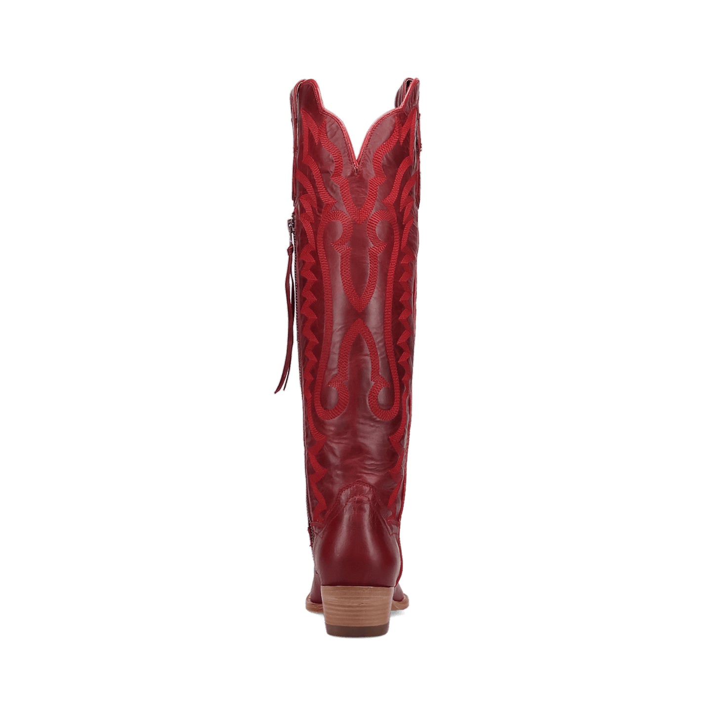 Red Snip-Toe Grace Embroidery Half-Zip Knee High Cowgirl Boots