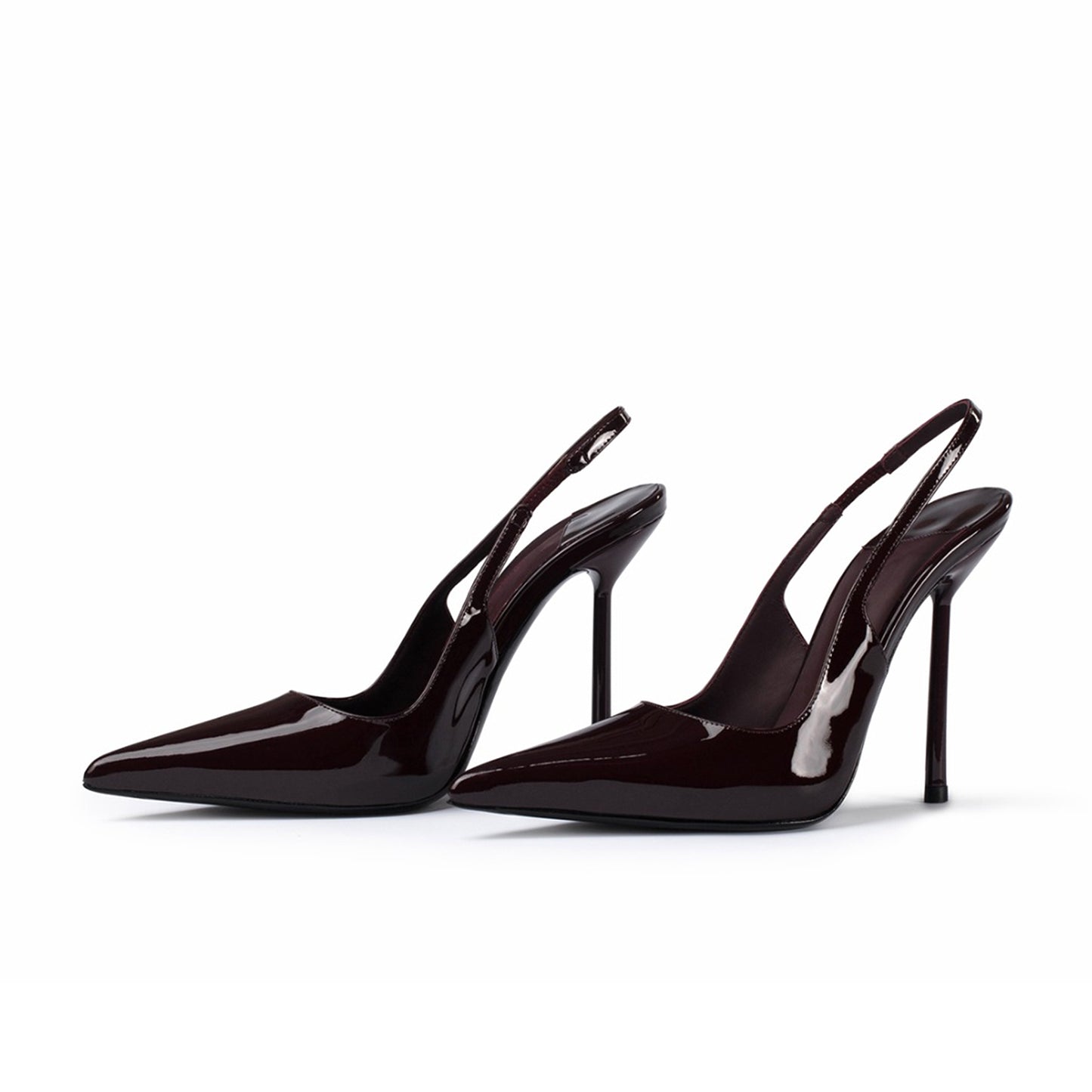 Patent Cherry Red Pointed-Toe Sleek Slingback High Heels