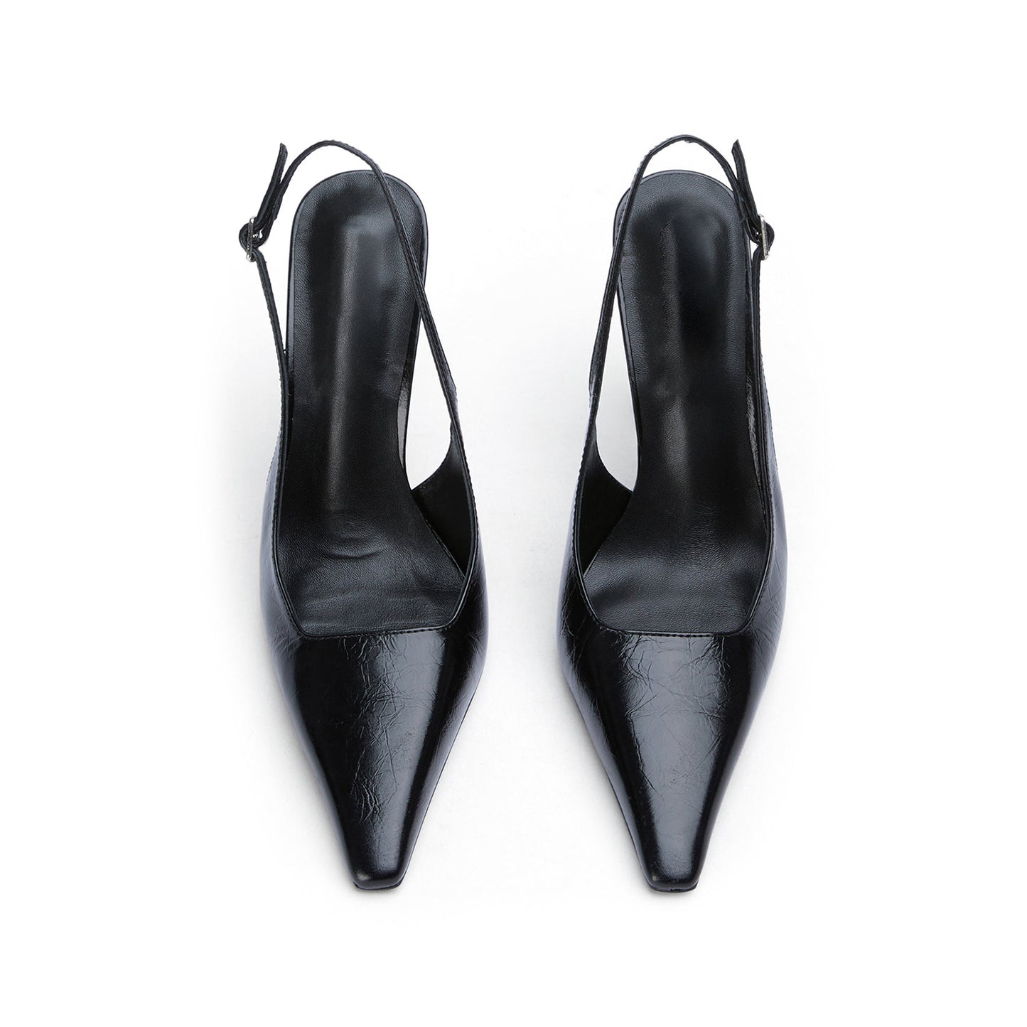 Black Pointed-Toe Slingback Pumps High Heels