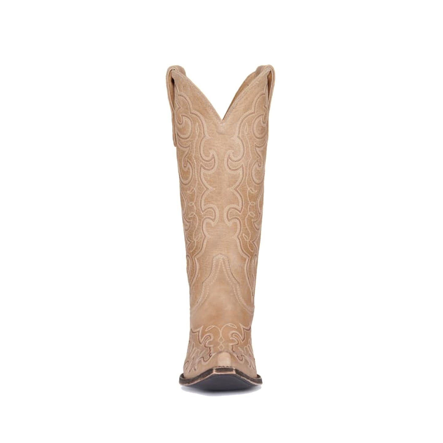 Bone Snip-Toe Delicate Embroidery Mid Calf Cowgirl Boots