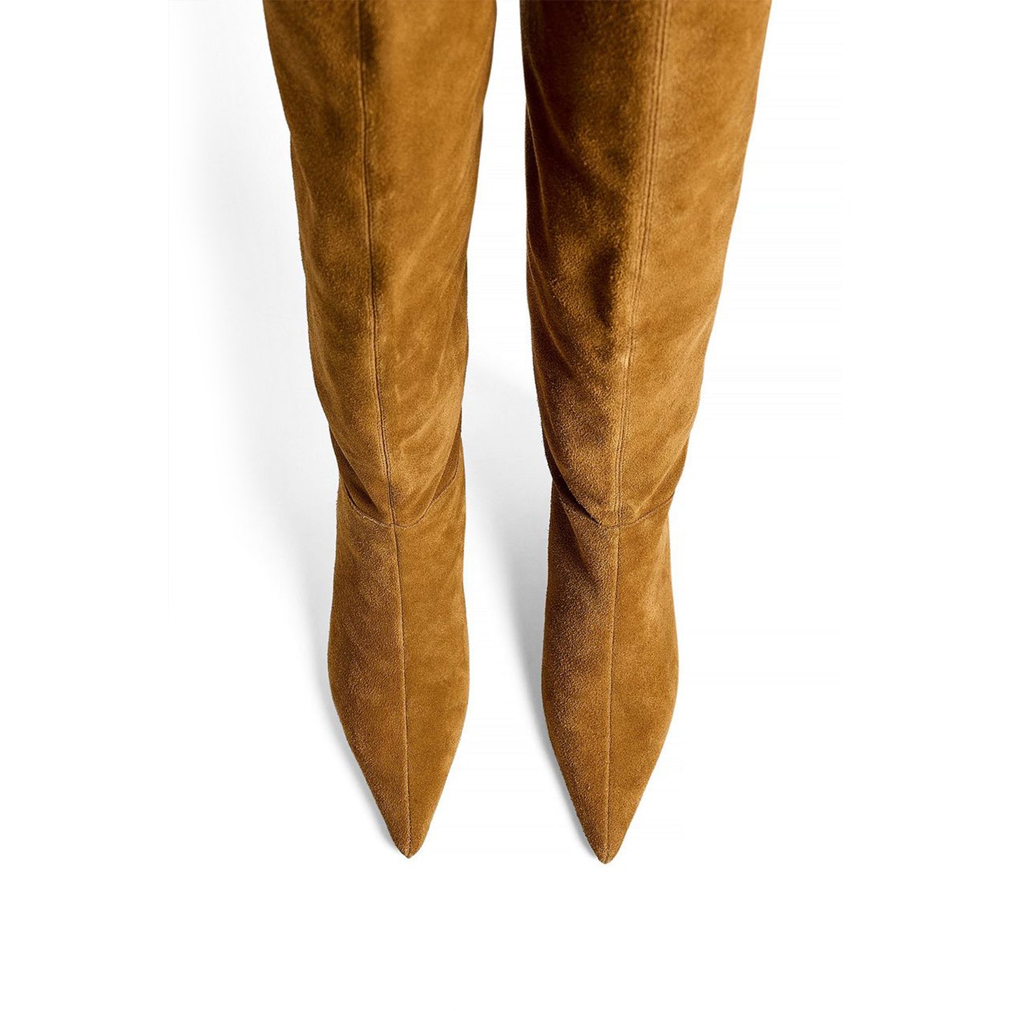 Tan Faux Suede Pointed-Toe Chic Wide Calf Knee High Stiletto Boots