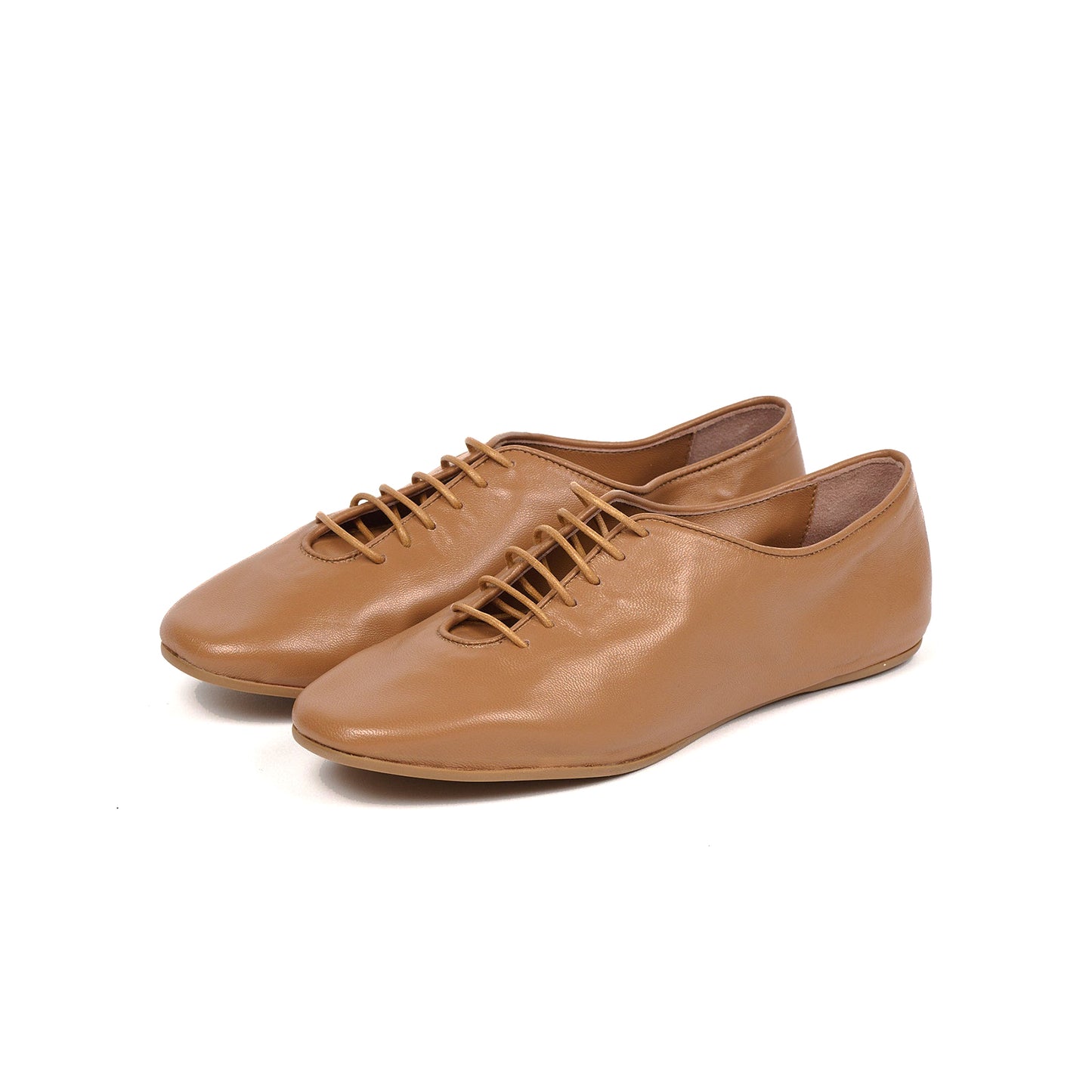 Camel Square-Toe Lace-Up Chic Slippers Flats