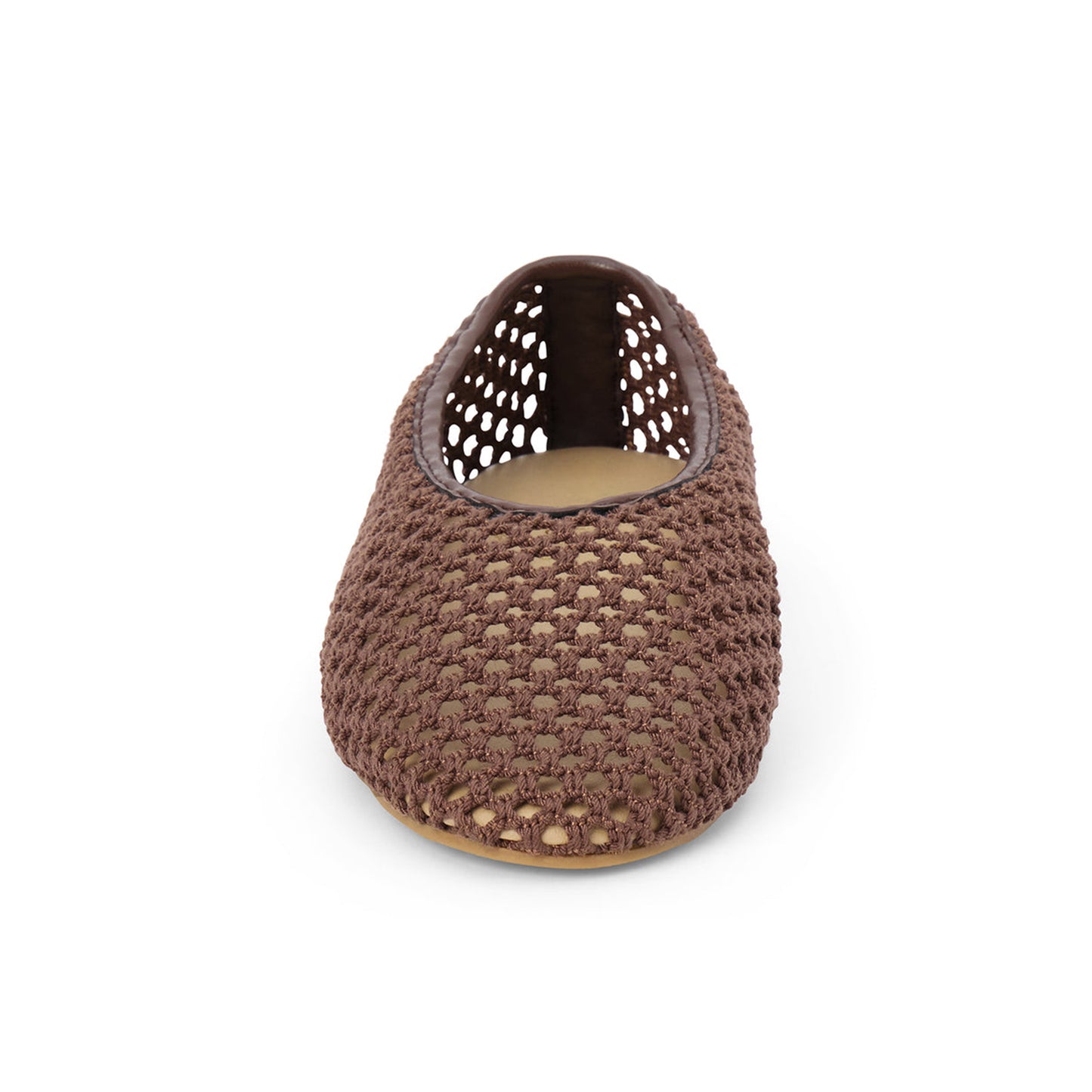 Chocolate Woven Vegan Leather Round-Toe Slip-On Stylish Flats