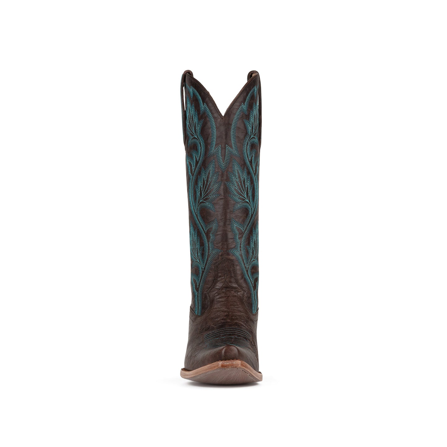 Chocolate Snip-Toe Plant Embroidery Mid Calf Cowgirl Boots