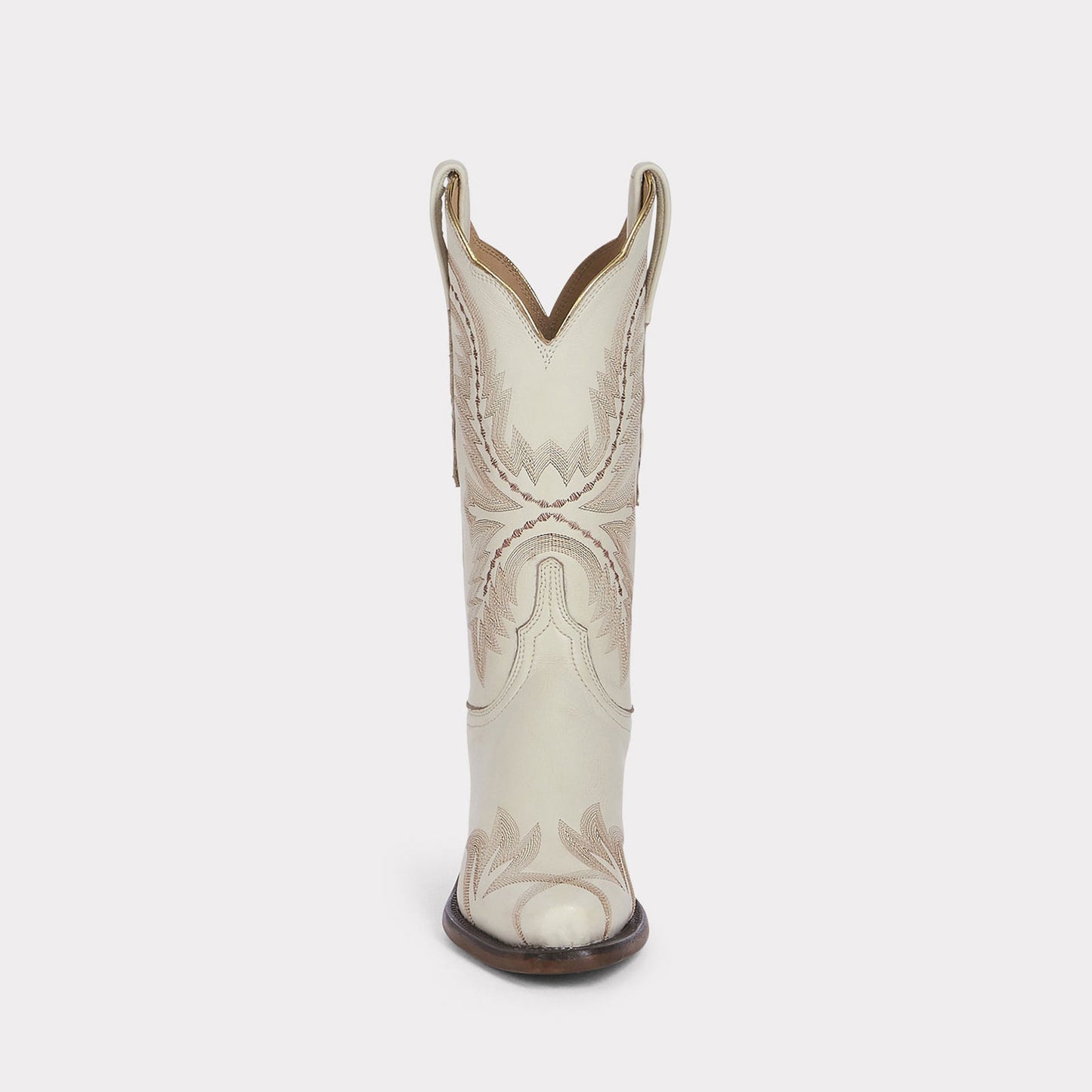 Cream Snip-Toe Western Embroidery Mid Calf Chic Cowgirl Boots