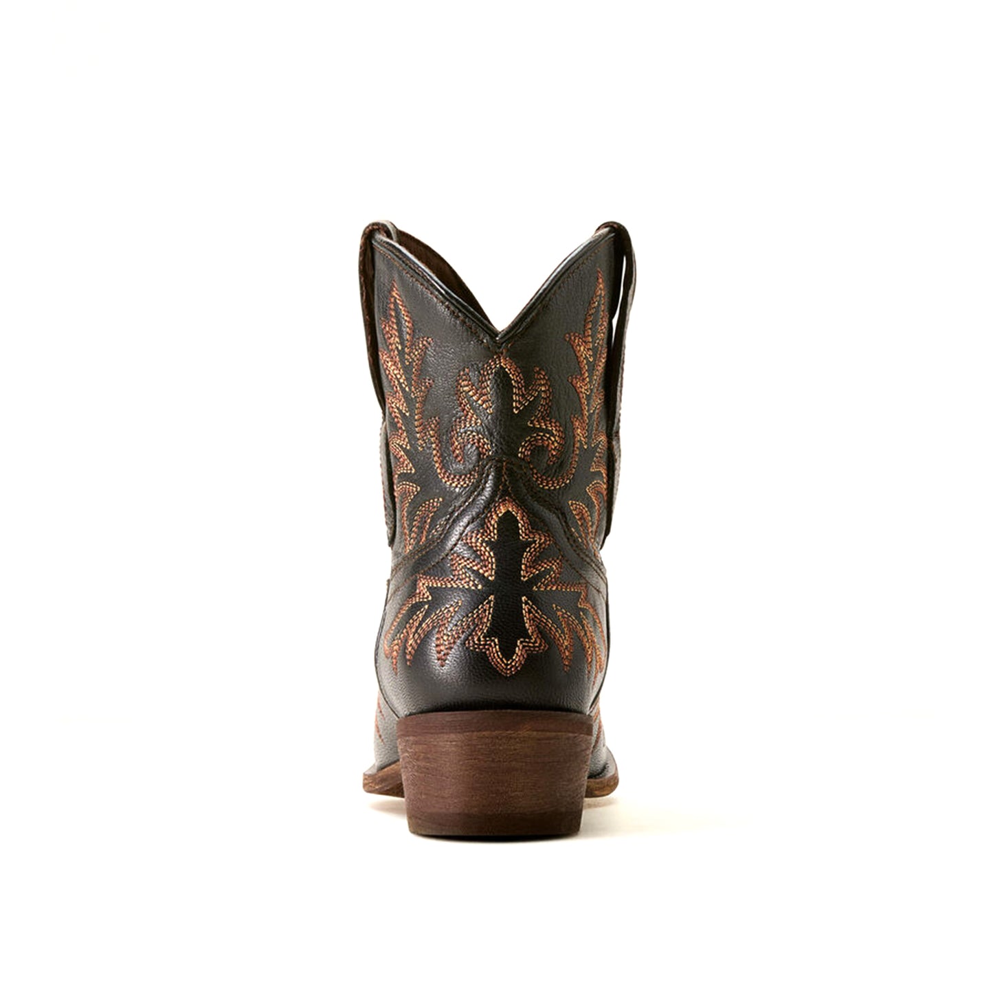 Black Round-Toe Stitching Ankle Cowgirl Boots