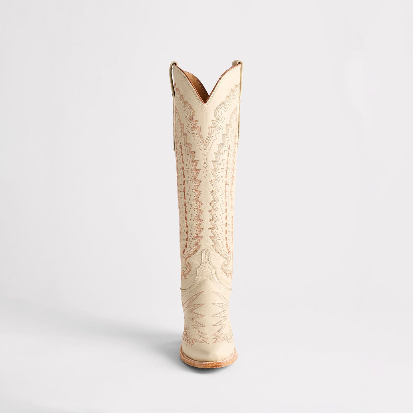 Bone Snip-Toe Western Embroidery Wide Calf Chic Knee High Cowgirl Boots