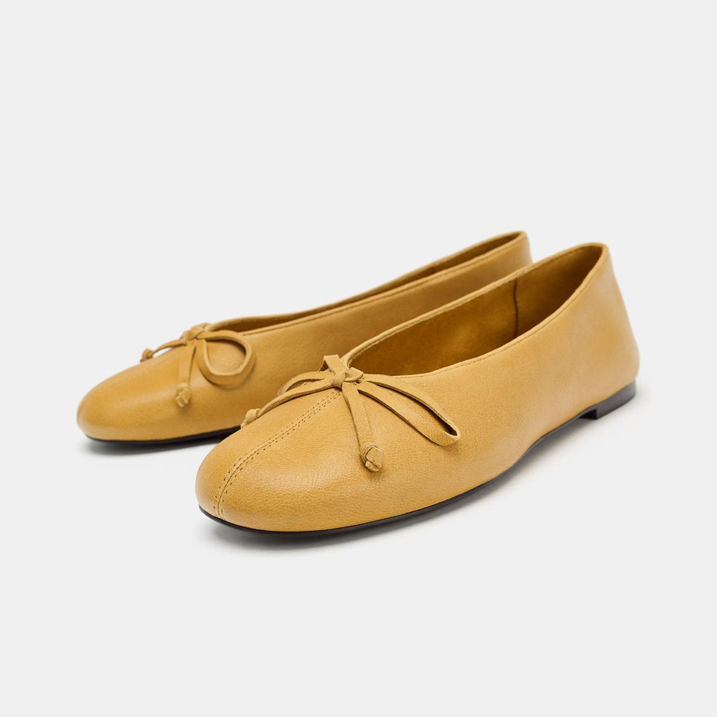 Orange Square-Toe Front Bow Simple Slip-On Ballet Flats
