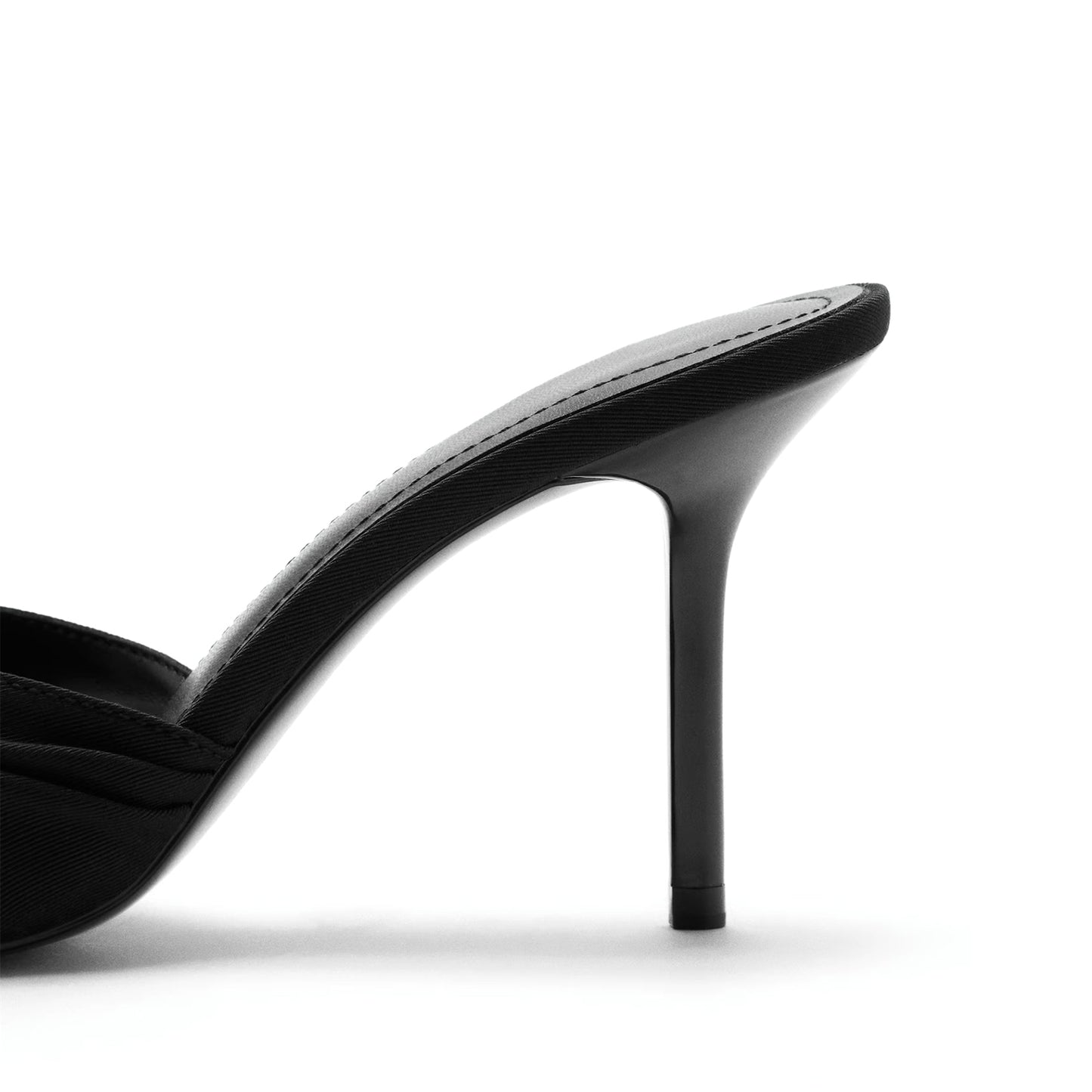 Black Satin Pointed-Toe Stiletto Front Bow Slip-On Kitten Heels