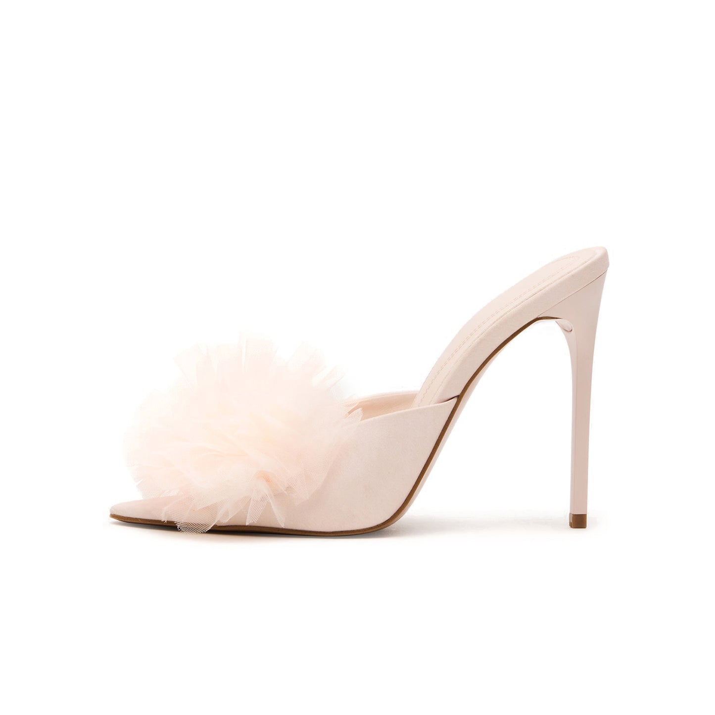 Light Pink Mesh Pointed-Toe Classic Slip-On High Stiletto Heels