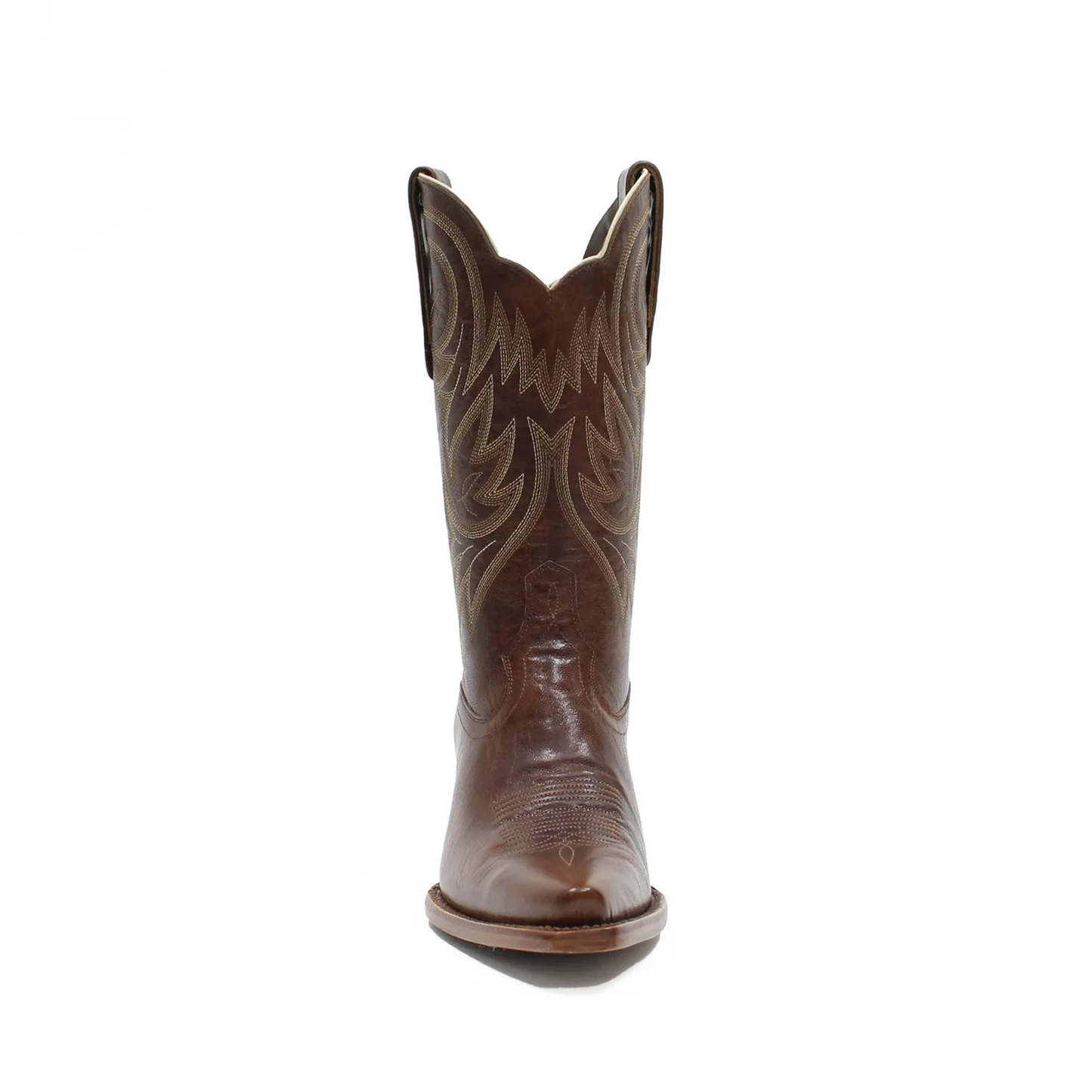 Cognac Snip-Toe Western Embroidery Mid Calf Cowgirl Boots