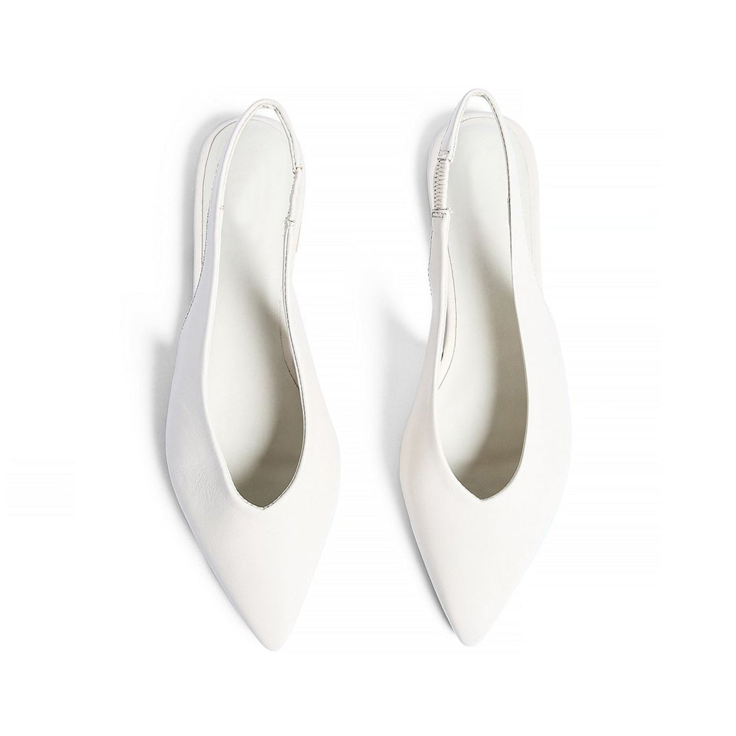 White Pointed-Toe Classic Slip-On Slingback Flats