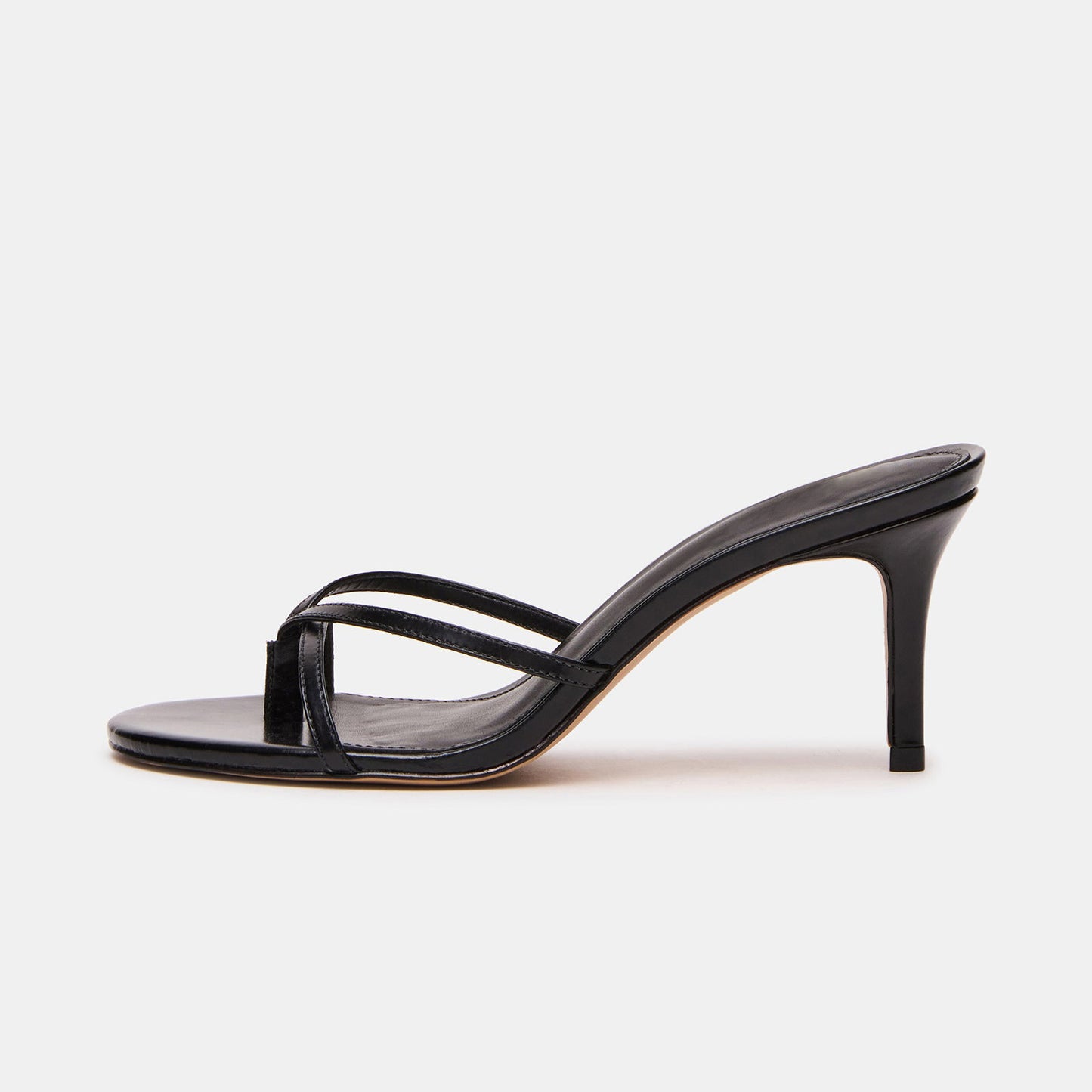 Black Round-Toe Flip-Flop Backless Kitten Heels