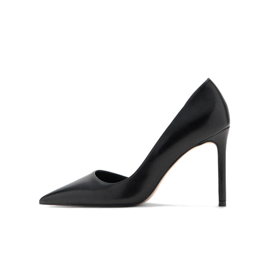 Black Pointed-Toe Slip-On Sleek High Heels Pumps