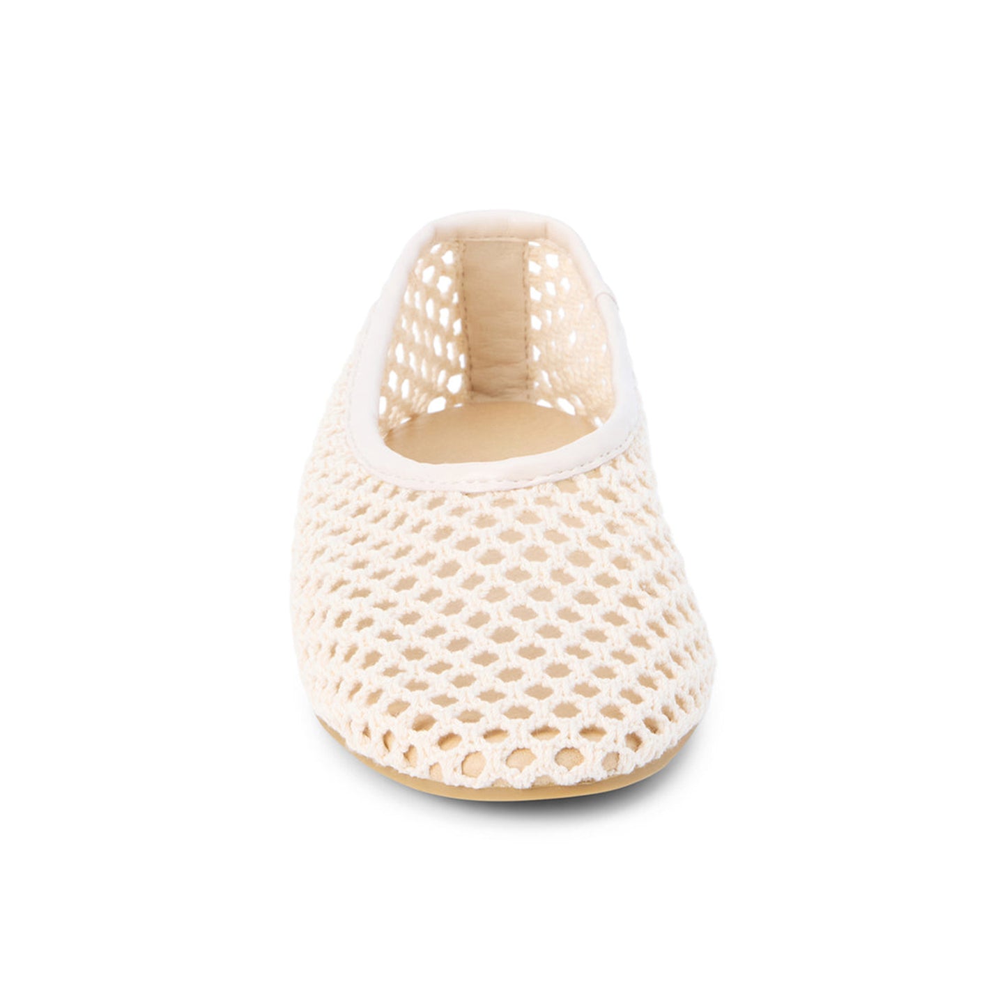 Ivory Woven Vegan Leather Round-Toe Slip-On Stylish Flats