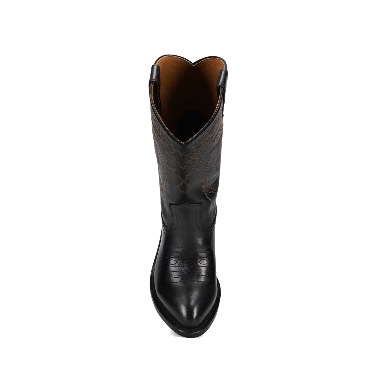 Black Almond-Toe Chic Embroidery Western Mid Calf Cowgirl Boots
