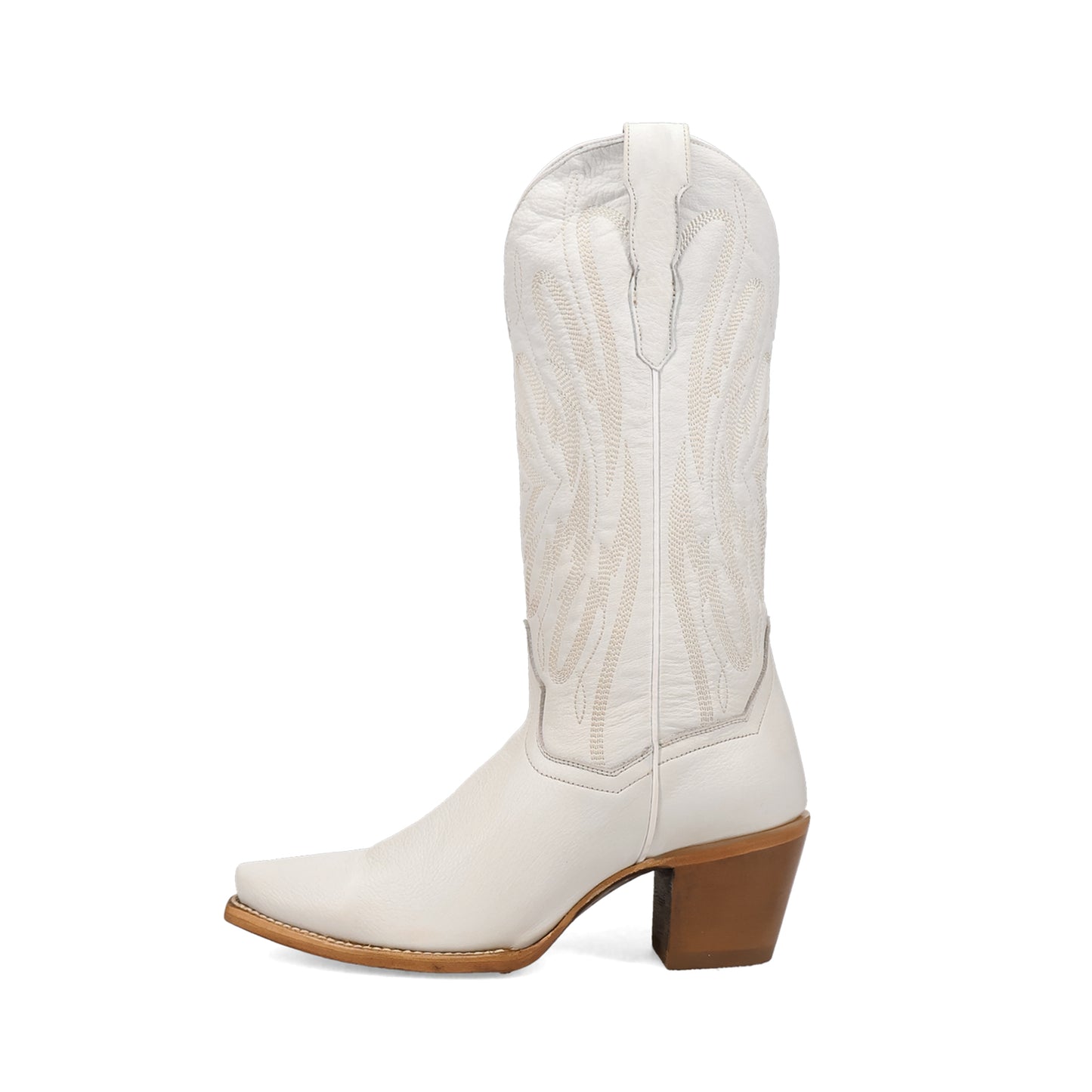 White Snip-Toe Chic Embroidery Western Mid Calf Cowgirl Boots