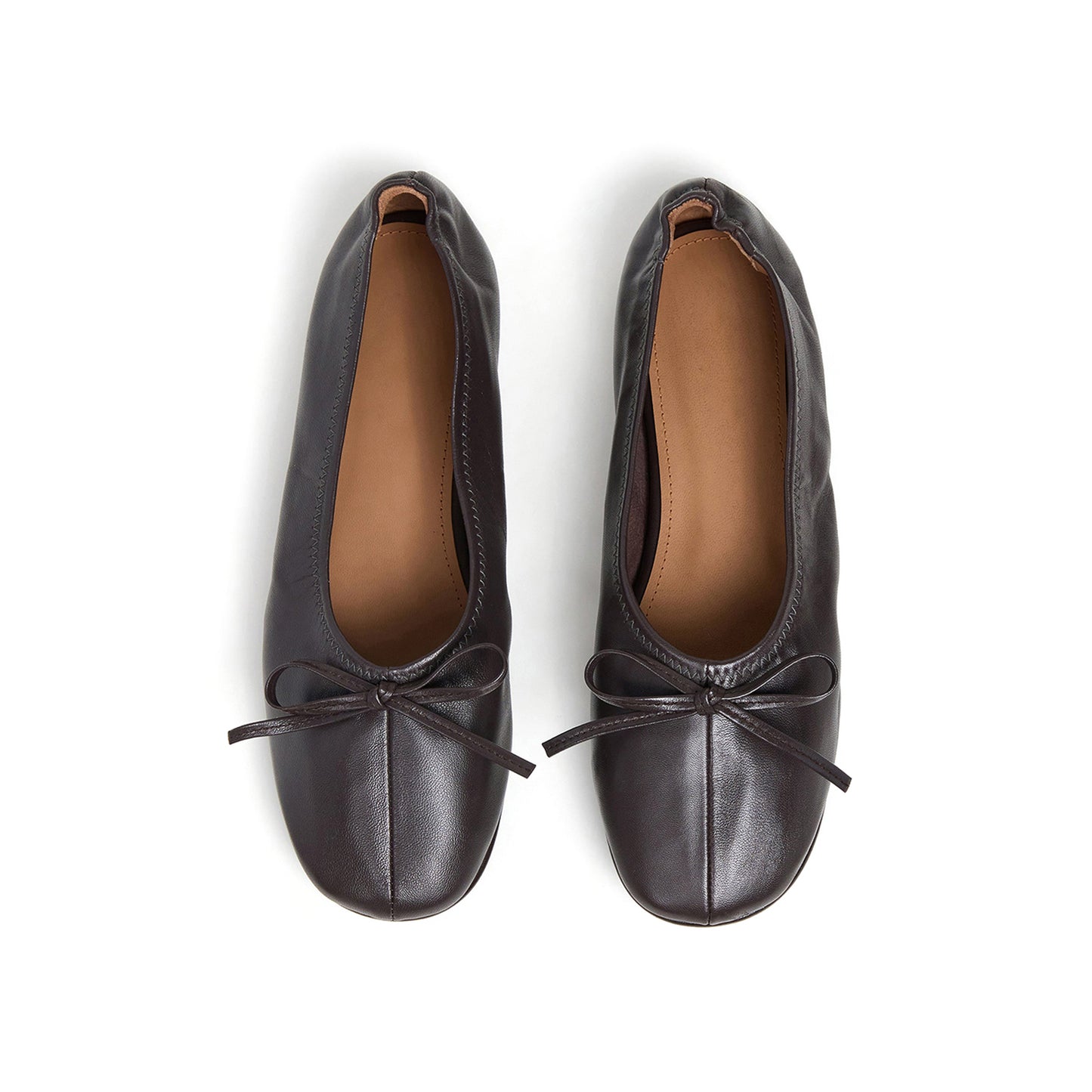 Chocolate Square-Toe Classic Front Bow Slip-On Ballet Flats