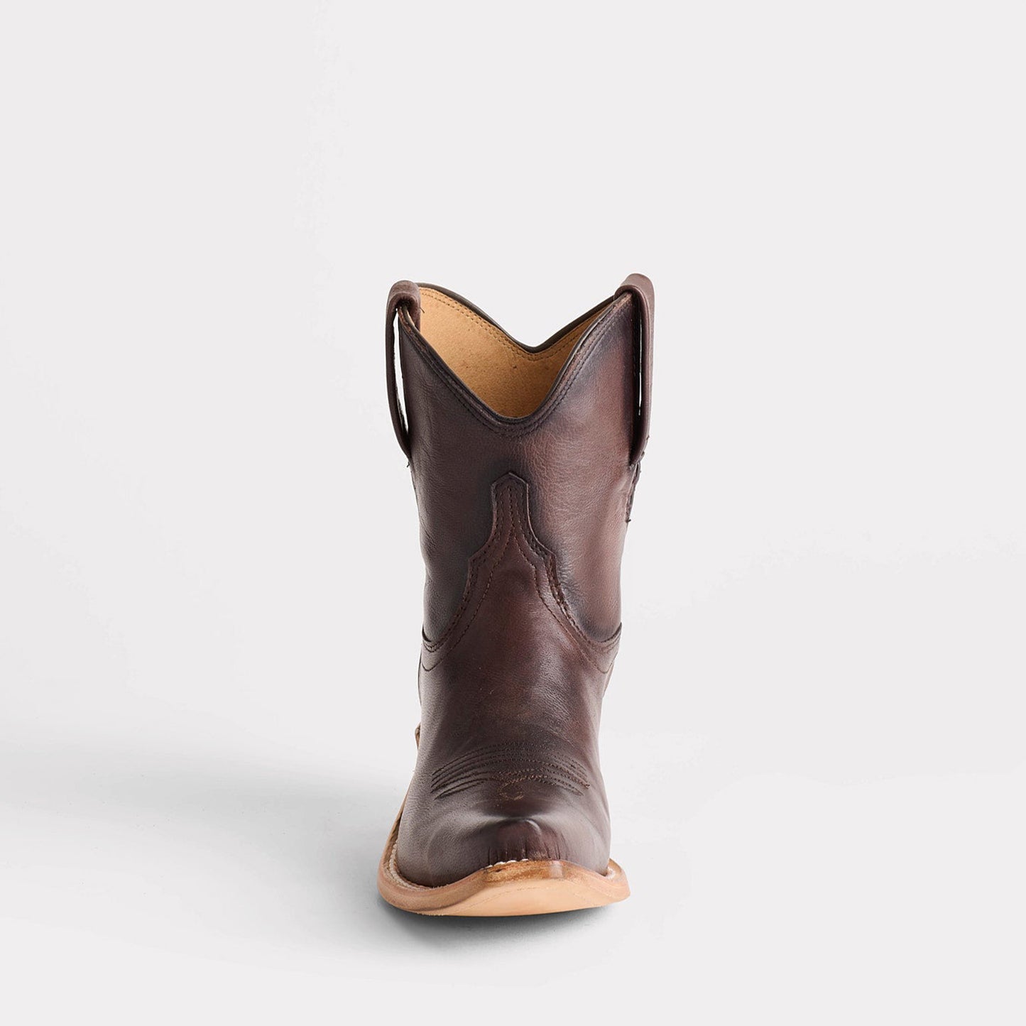 Chocolate Snip-Toe Western Ankle Simple Cowgirl Boots