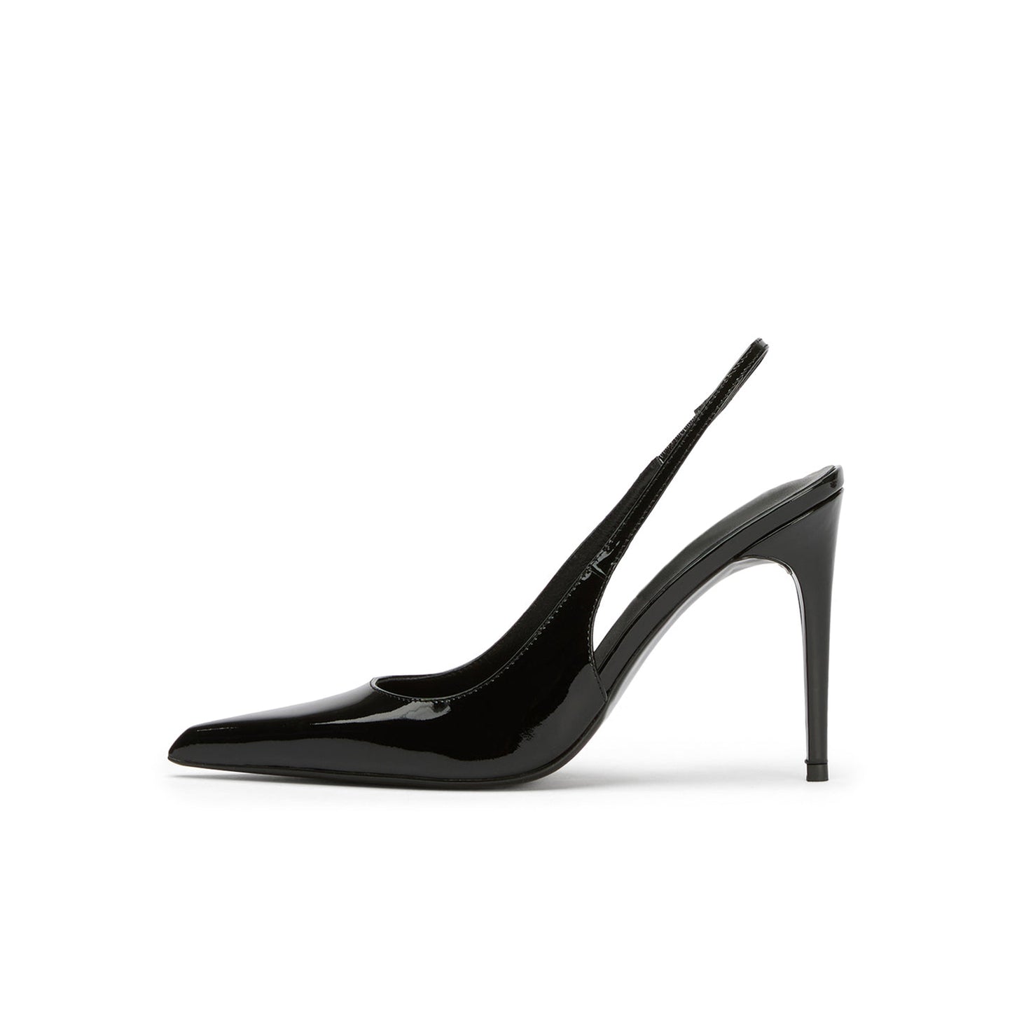 Patent Black Pointed-Toe Classic Slip-On Slingback High Heels