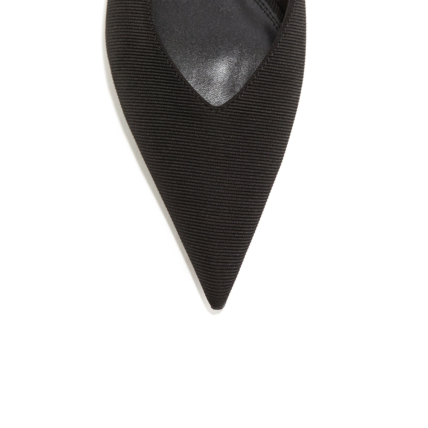 Black Satin Pointed-Toe Slingback Flats