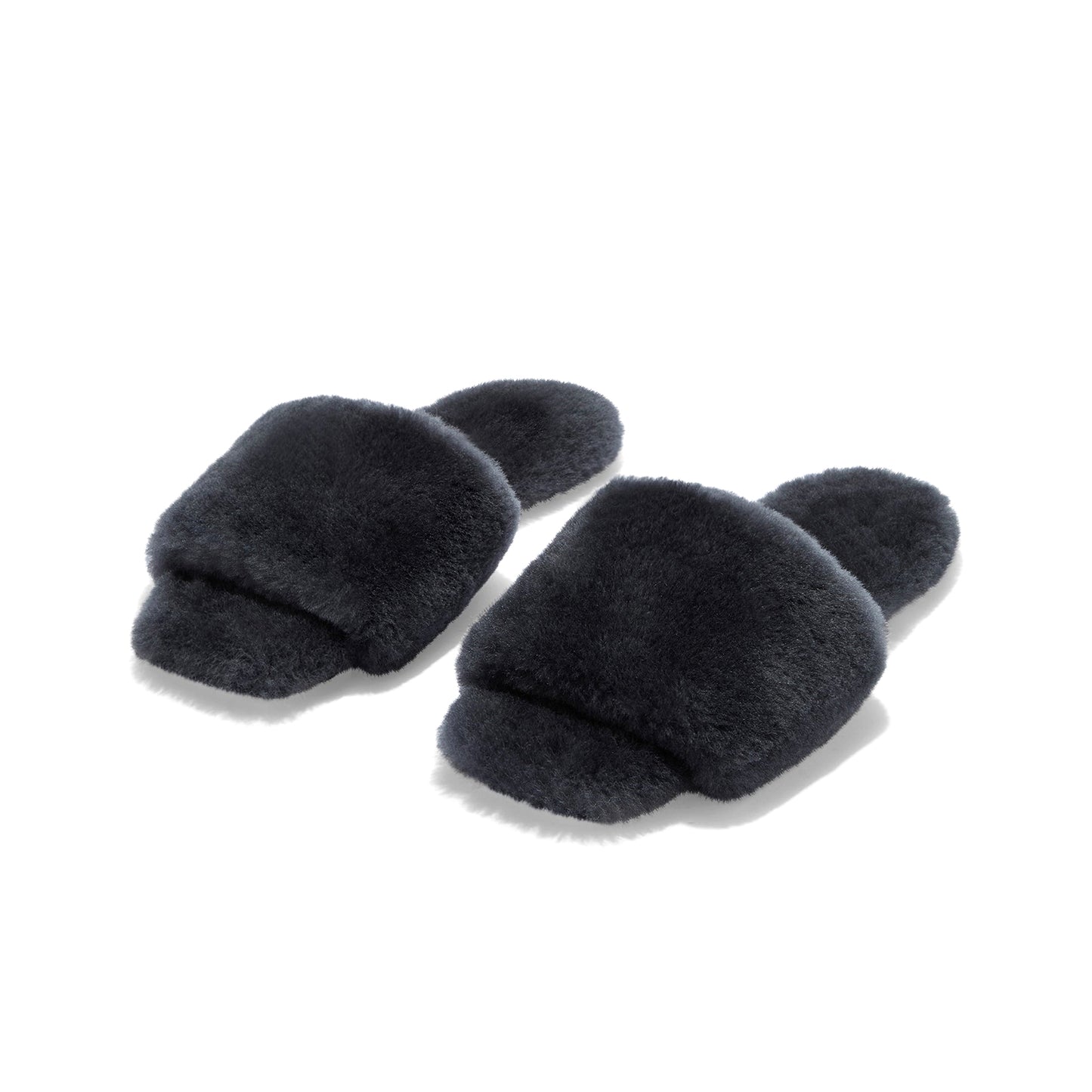 Charcoal Plush Square-Toe Slip-On Slippers Flats