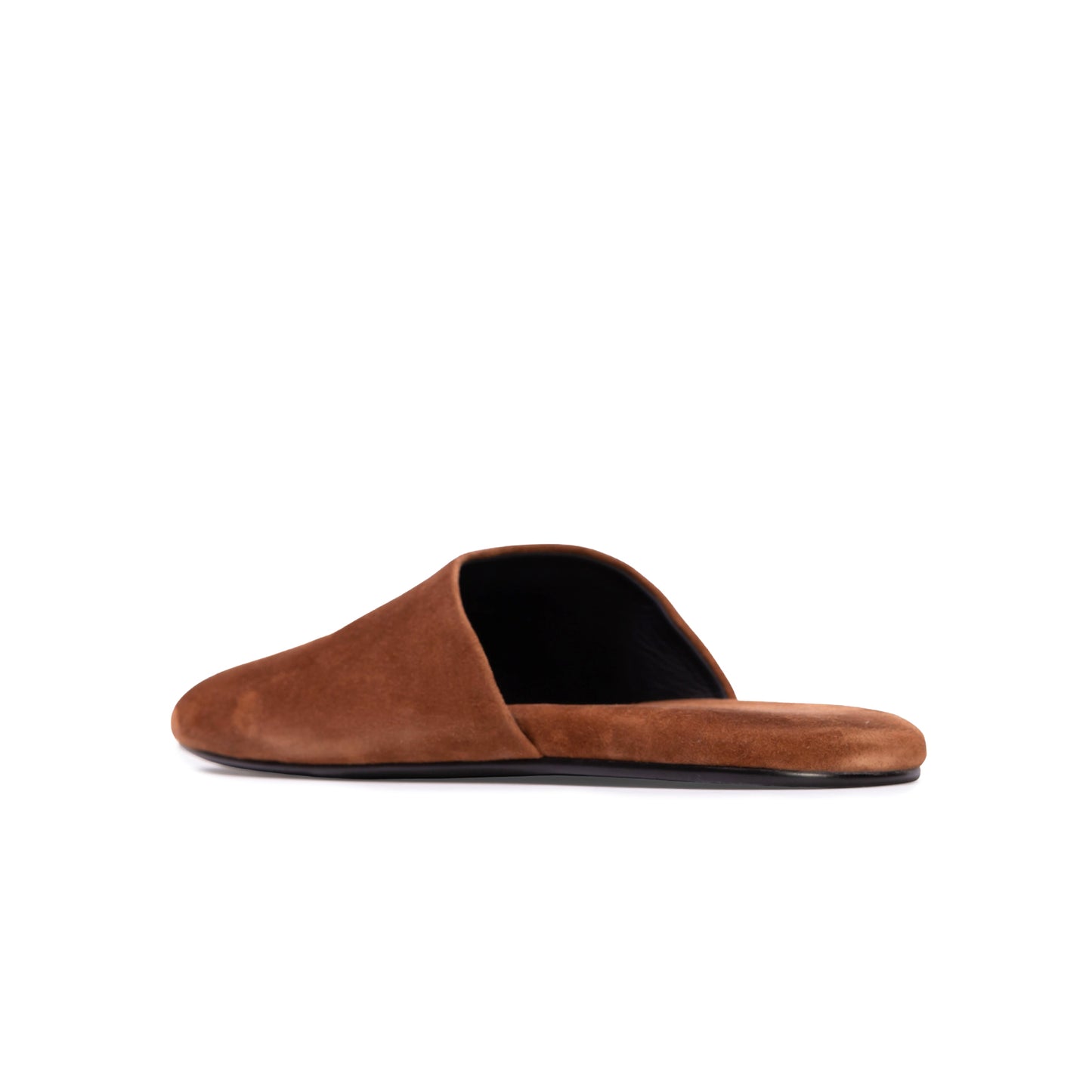 Brown Faux Suede Round-Toe Slip-on Backless Ballet Flats