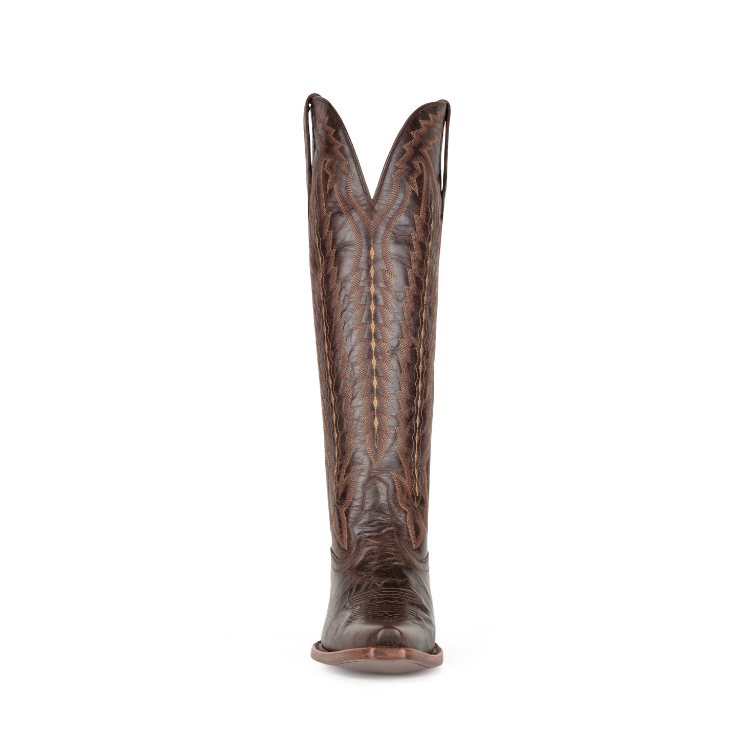 Chocolate Snip-Toe Western Embroidery Classic Wide Calf Knee High Cowgirl Boots