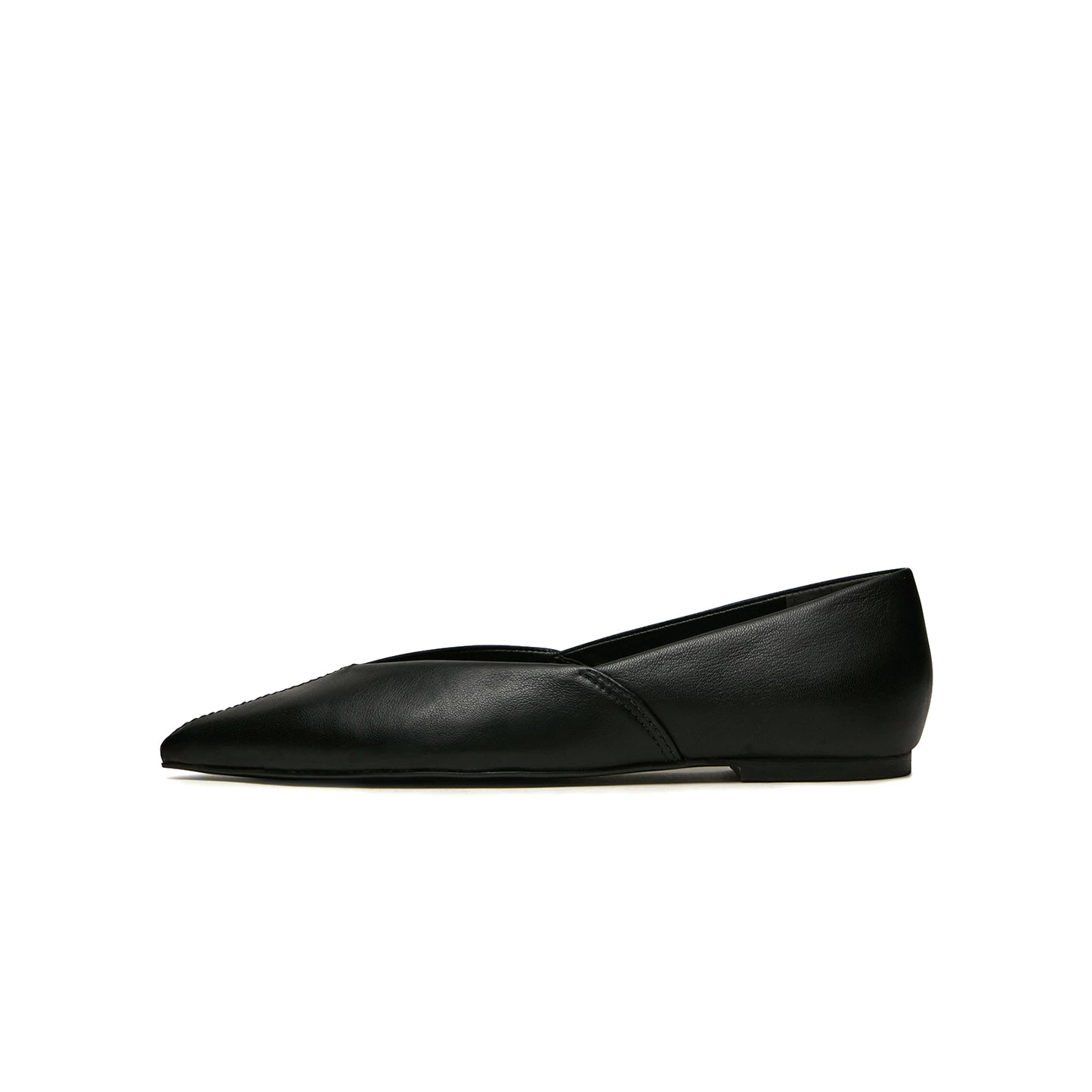 Black Pointed-Toe Slip-On Stylish Flats