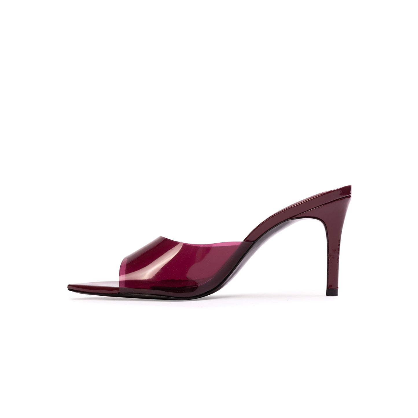 Red TPU Film Pointed-Toe Backless High Heels