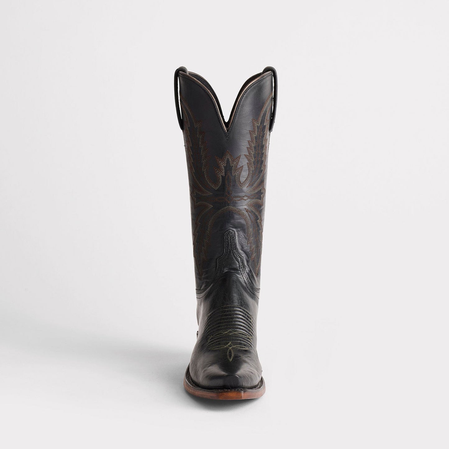 Black Snip-Toe Western Embroidery Mid Calf Classic Cowgirl Boots