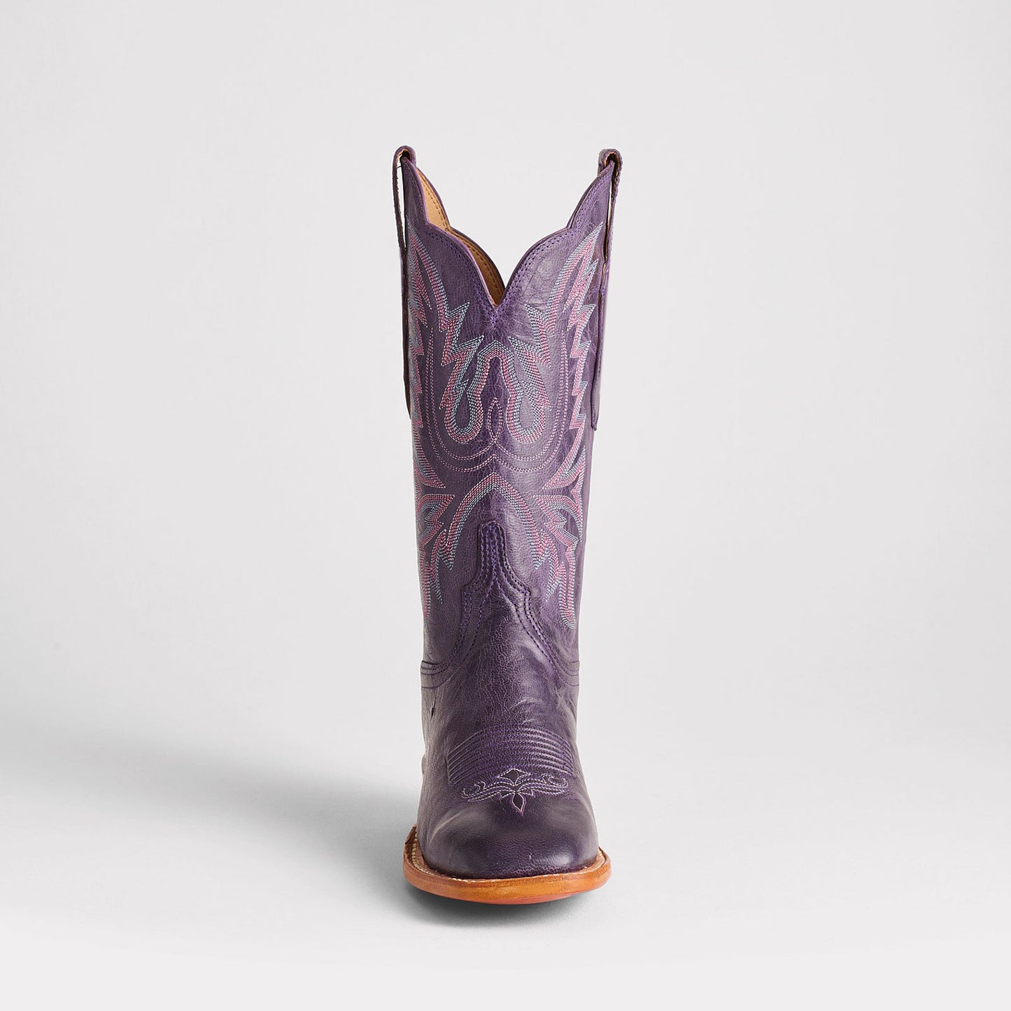 Purple Square-Toe Delicate Embroidery Classic Mid Calf Cowgirl Boots