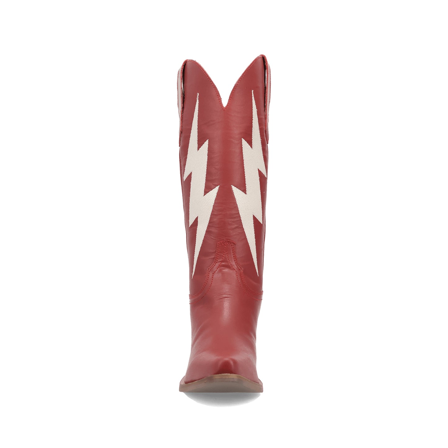 Red Snip-Toe Lightning Embroidery Mid Calf Classic Cowgirl Boots