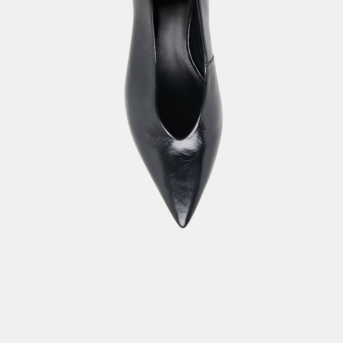 Black Pointed-Toe Sleek Slip-On Kitten Heels