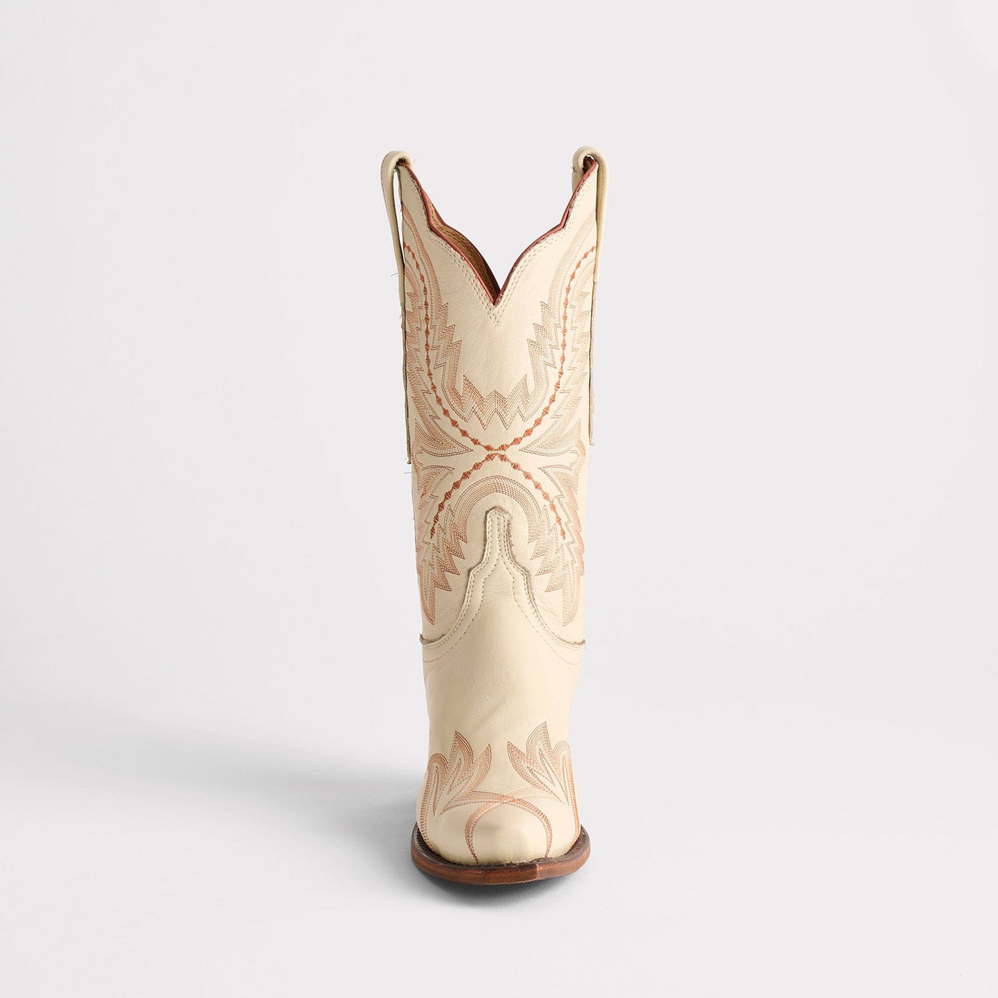 Bone Snip-Toe Western Embroidery Mid Calf Chic Cowgirl Boots