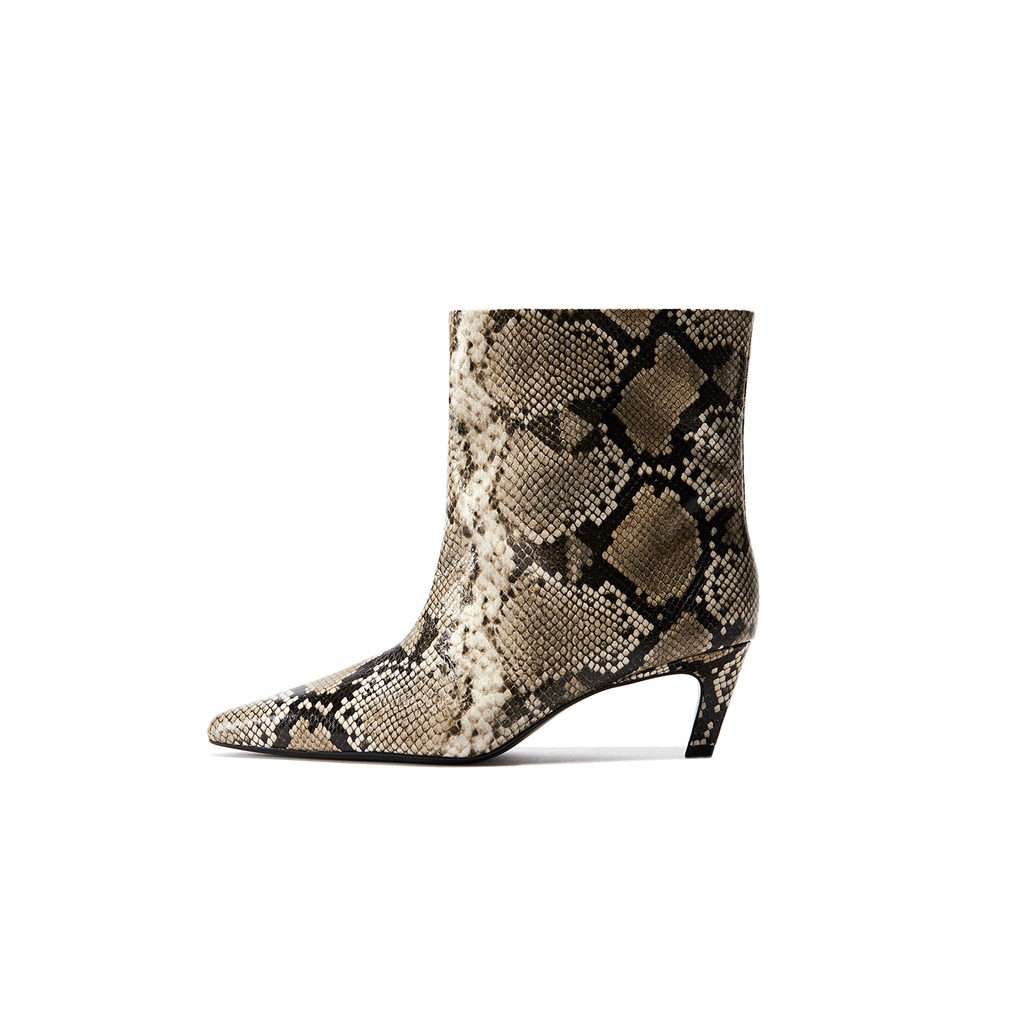 Snakeskin Vegan Leather Pointed-Toe Ankle Stiletto Boots