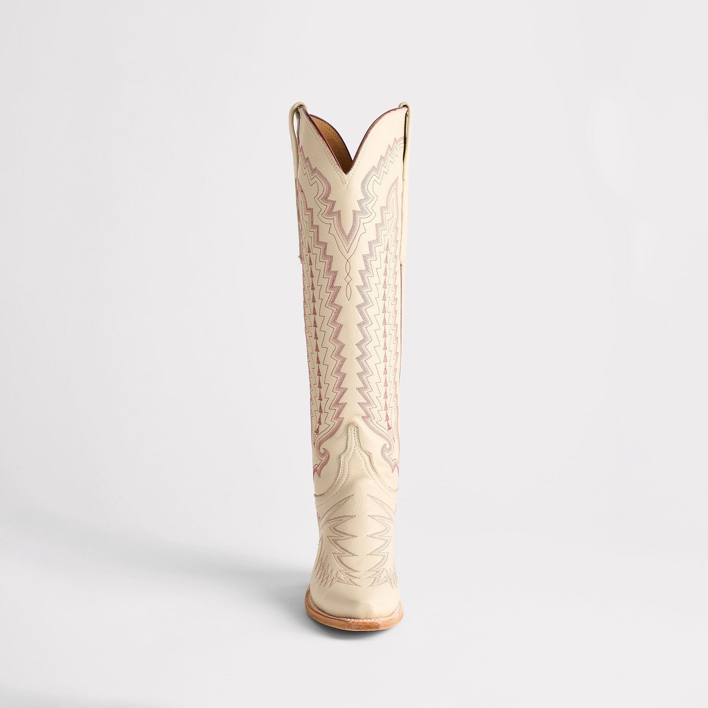Cream Snip-Toe Western Embroidery Wide Calf Chic Knee High Cowgirl Boots