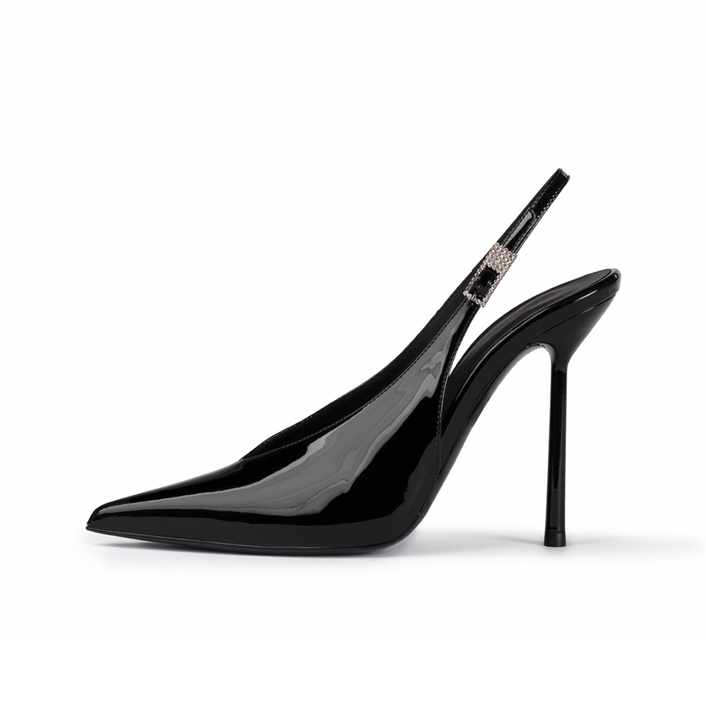 Patent Black Pointed-Toe Classic Simple Slingback High Heels