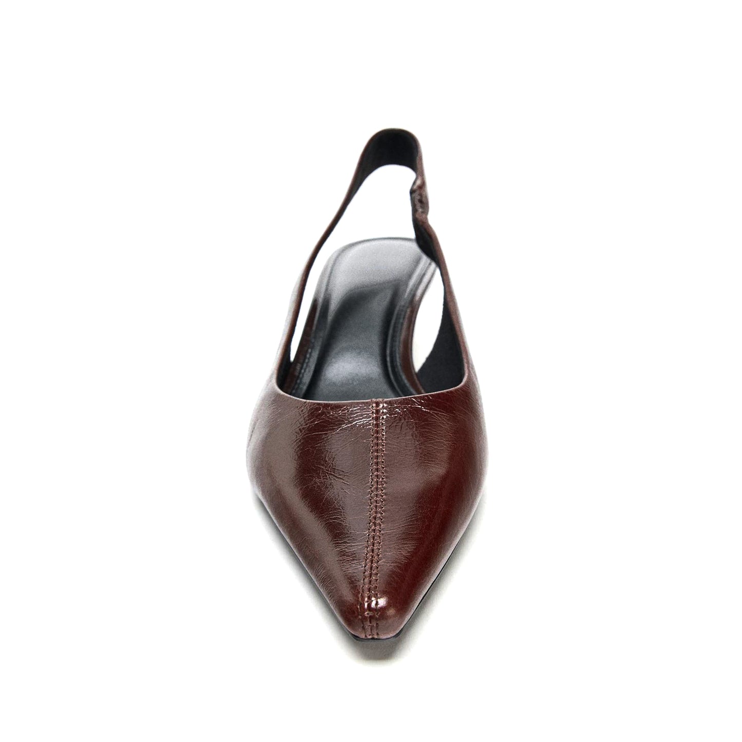 Burgundy Pointed-Toe Simple Elastic Slingback Kitten Heels