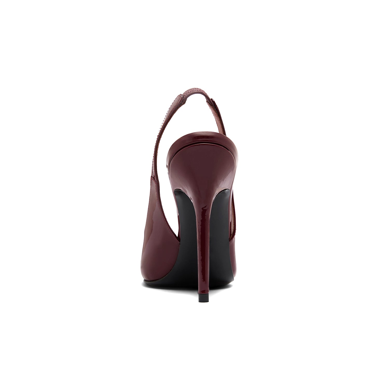 Patent Burgundy Pointed-Toe Classic Slingback High Heels