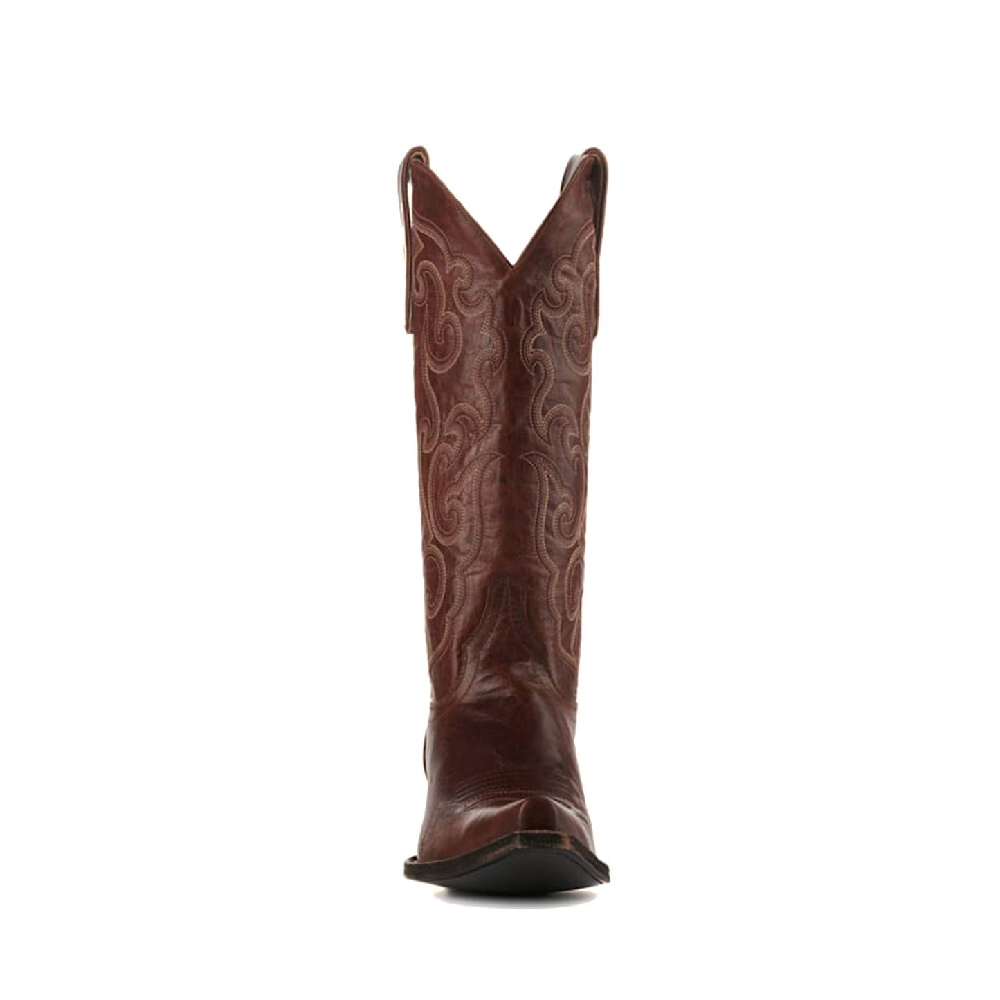 Brown Snip-Toe Delicate Embroidery Mid Calf Classic Cowgirl Boots