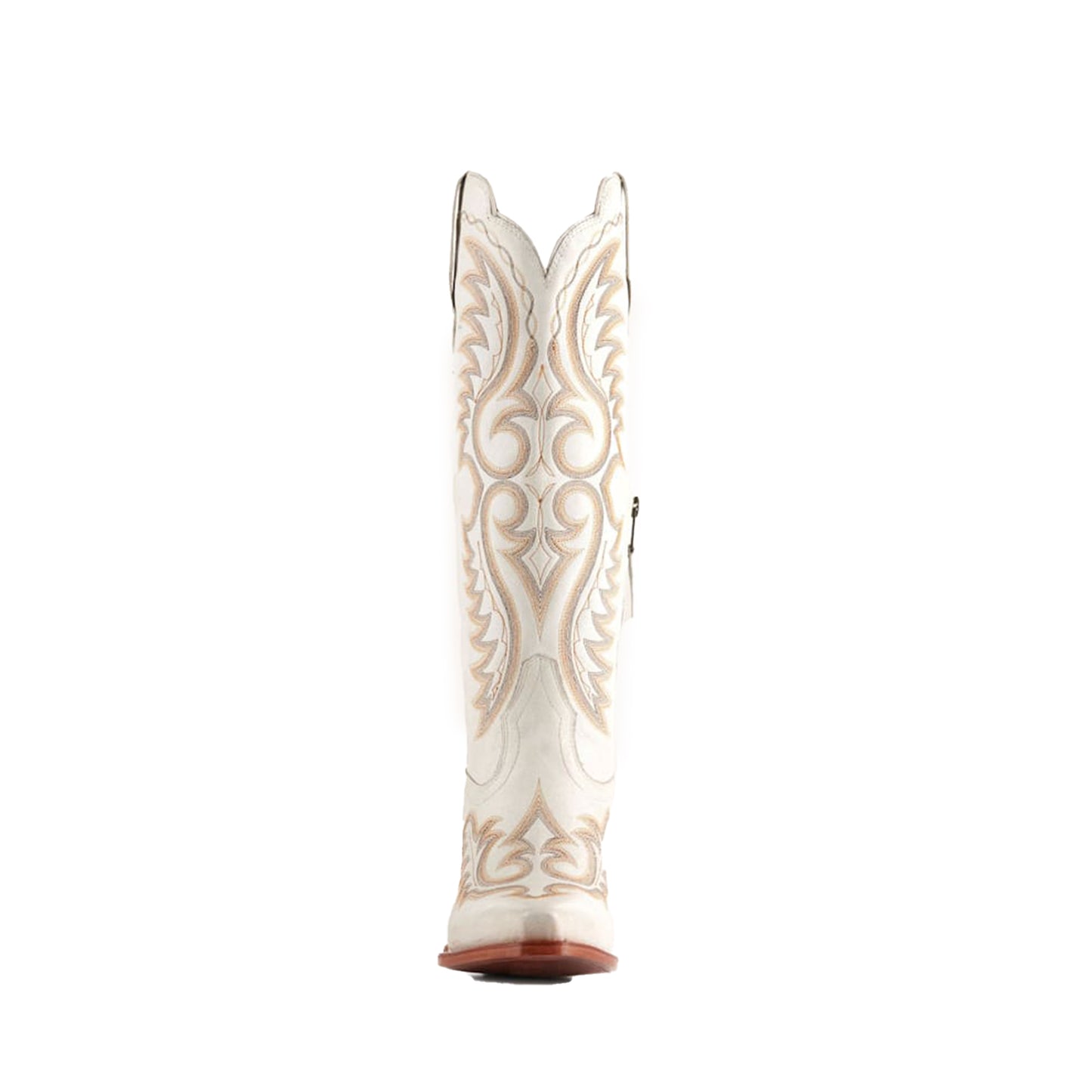 Ivory Snip-Toe Chic Embroidery Half-Zip Knee High Cowgirl Boots