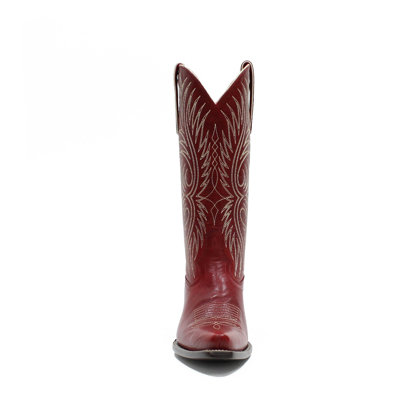 Red Snip-Toe Western Embroidery Mid Calf Cowgirl Boots
