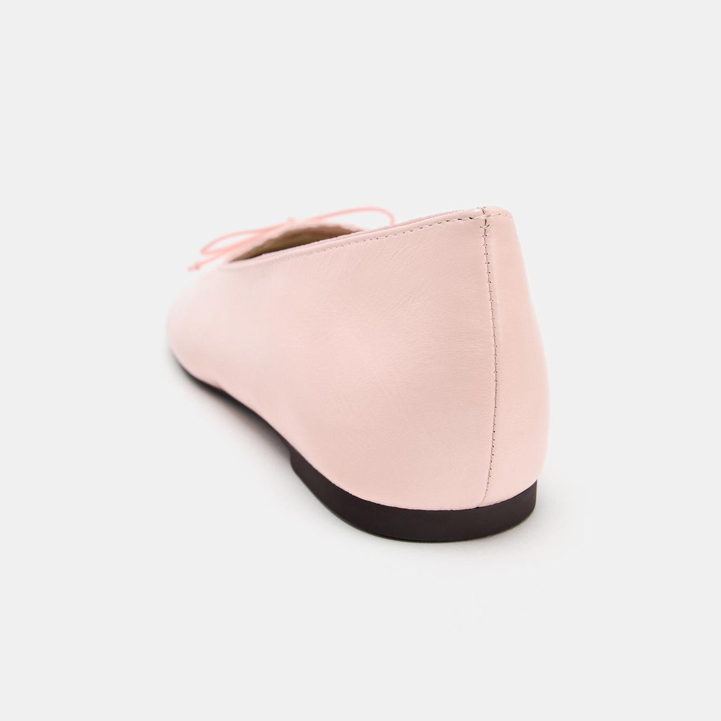 Pink Square-Toe Front Bow Simple Slip-On Ballet Flats