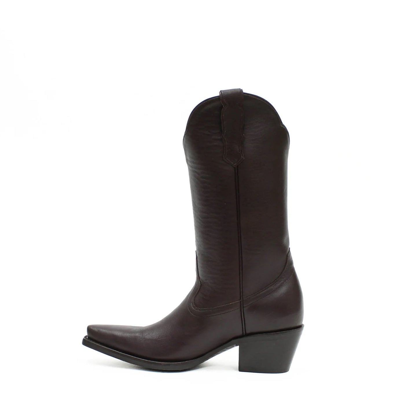 Chocolate Snip-Toe Simple Sleek Mid Calf Cowgirl Boots