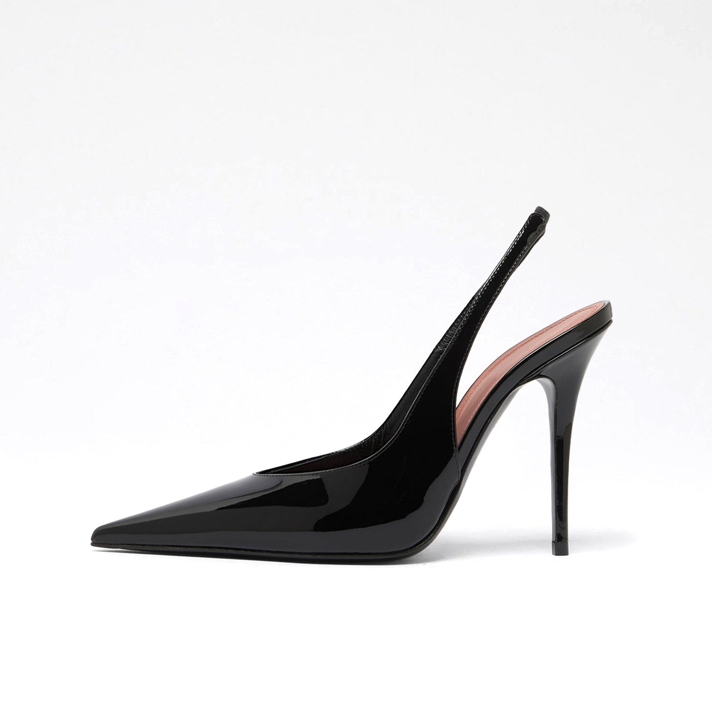 Patent Black Pointed-Toe Classic Slingback High Heels